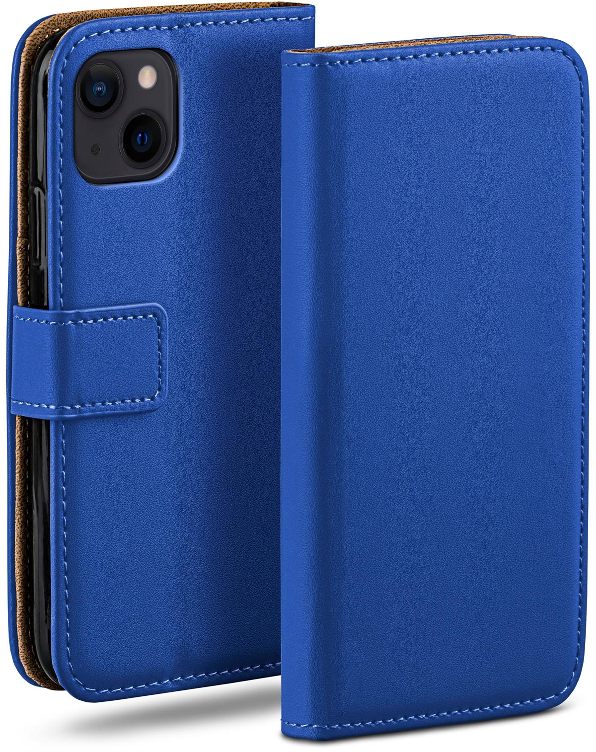 Eine blaue Handyhülle mit offener Vorderseite.