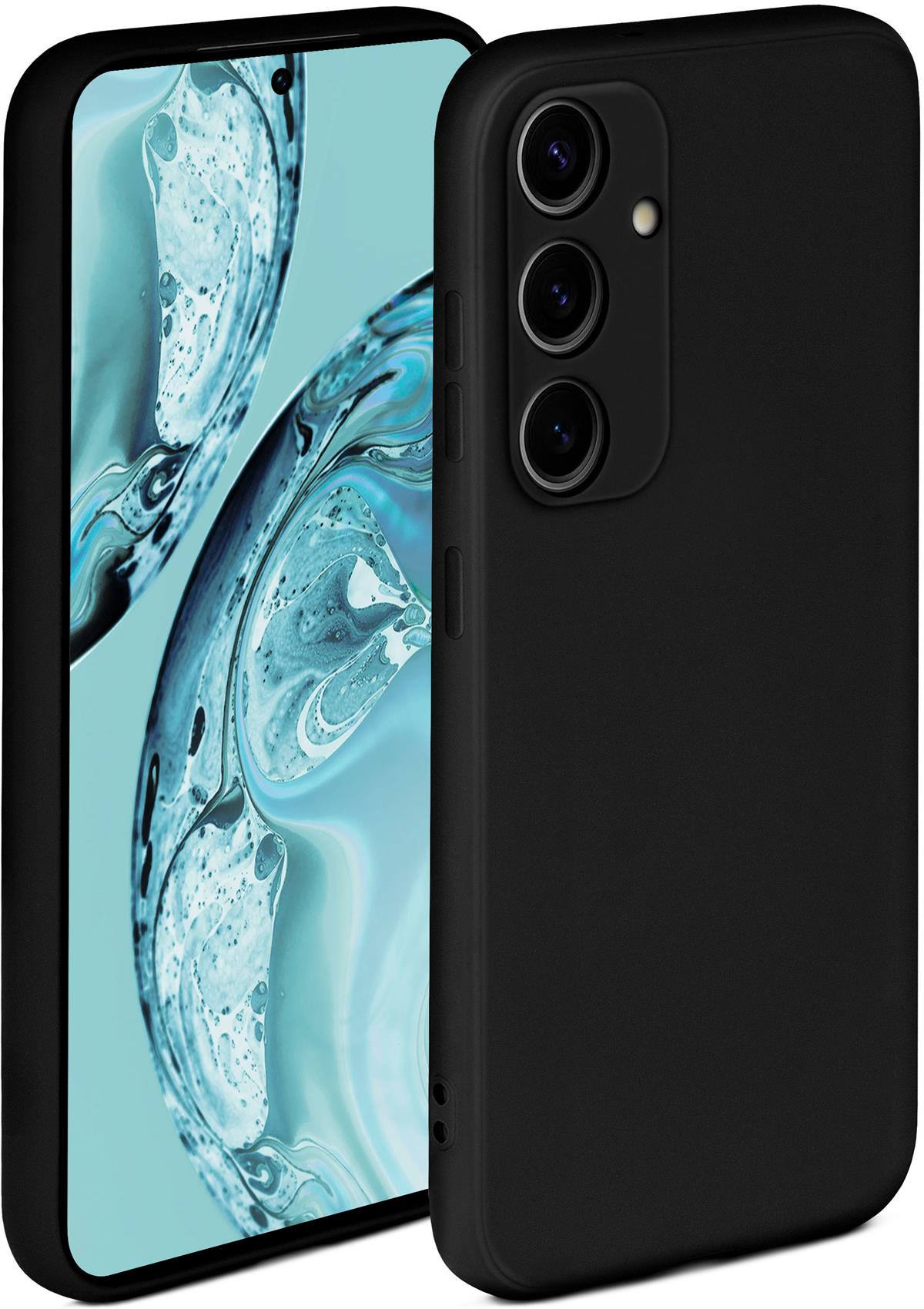 Schwarze Handyhülle mit Telefon.