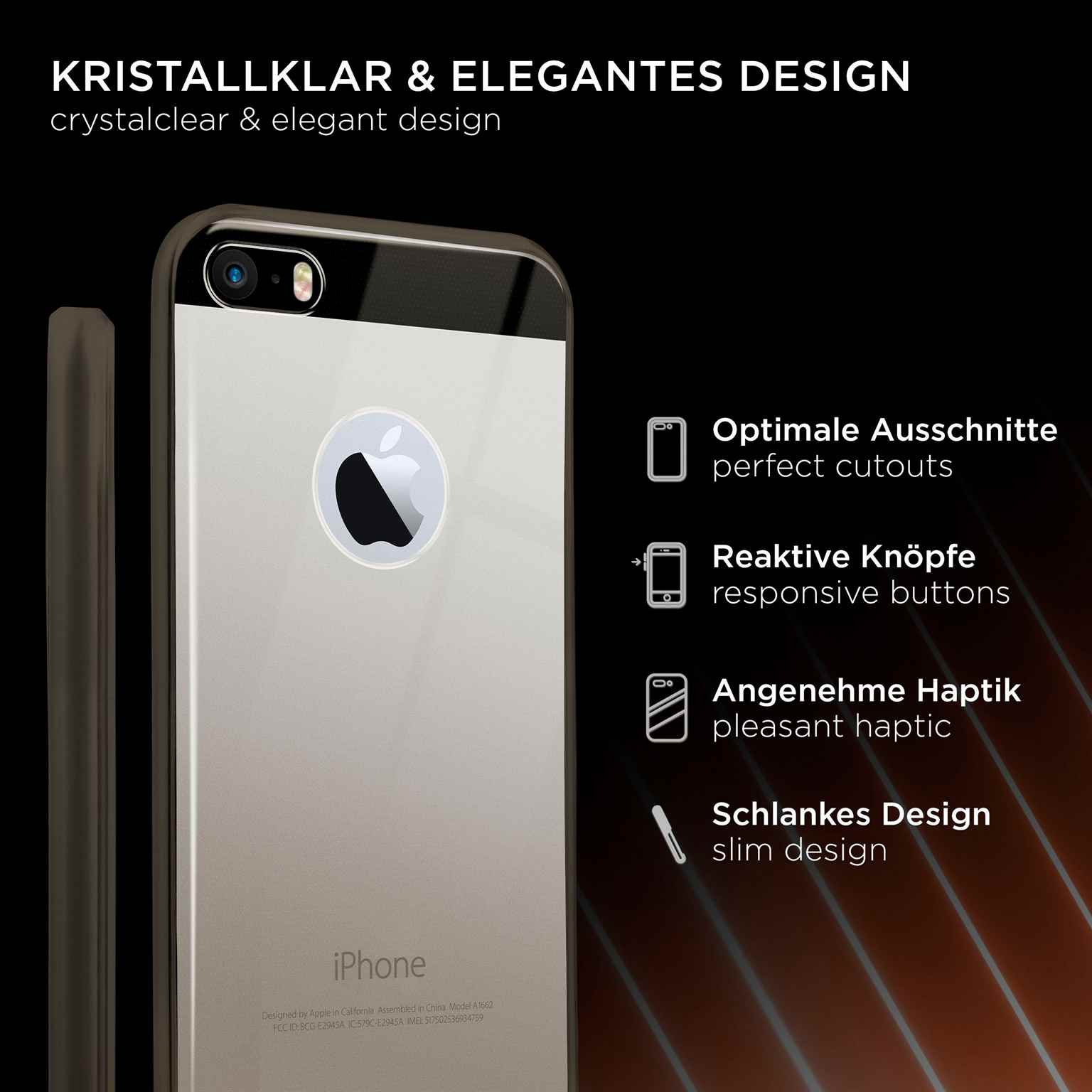 Ein silbernes iPhone in einer schwarz-silbernen Hülle. Verfügt über optimale Aussparungen und reaktionsschnelle Tasten.