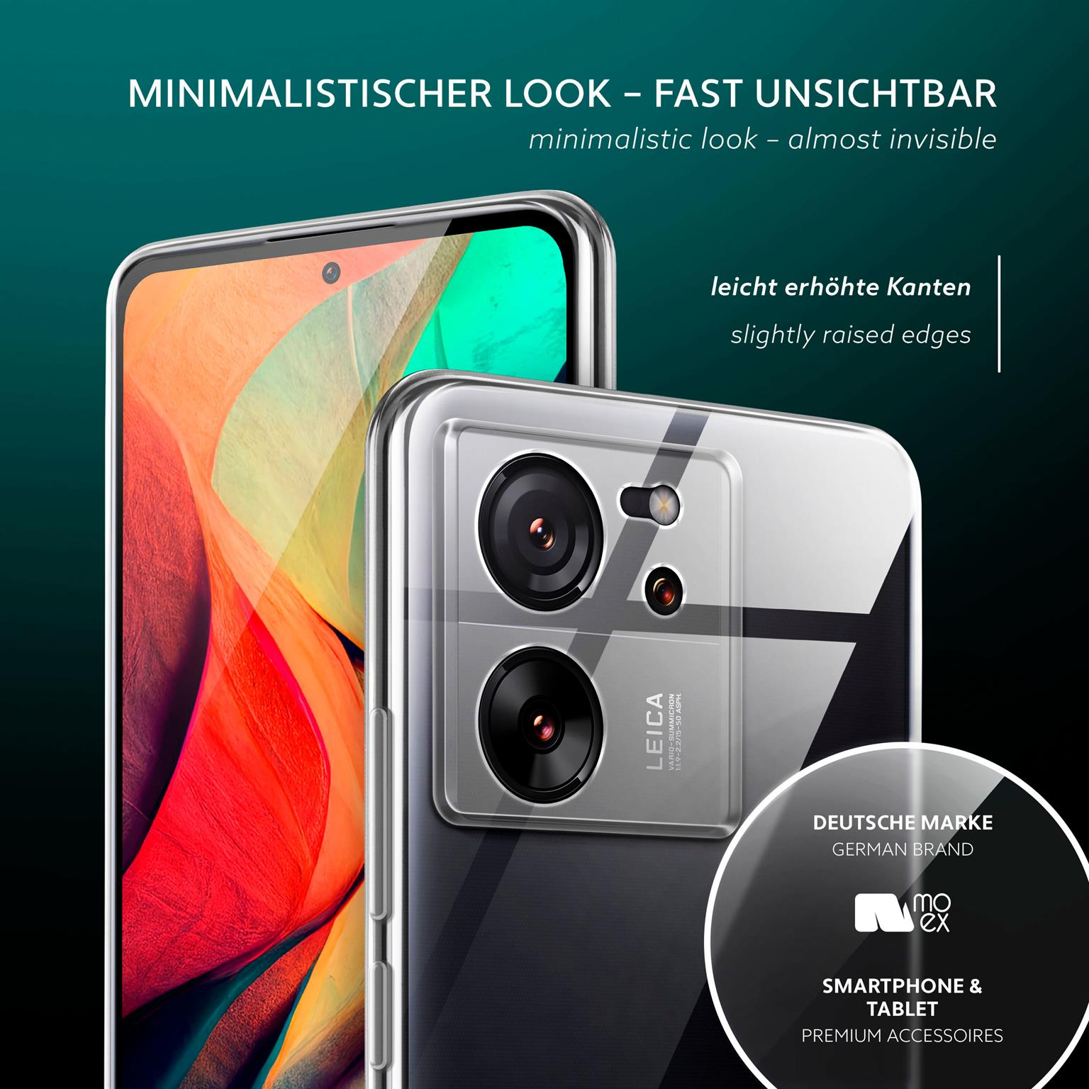 Zwei Telefone mit Hüllen, das vordere transparent, das hintere schwarz.