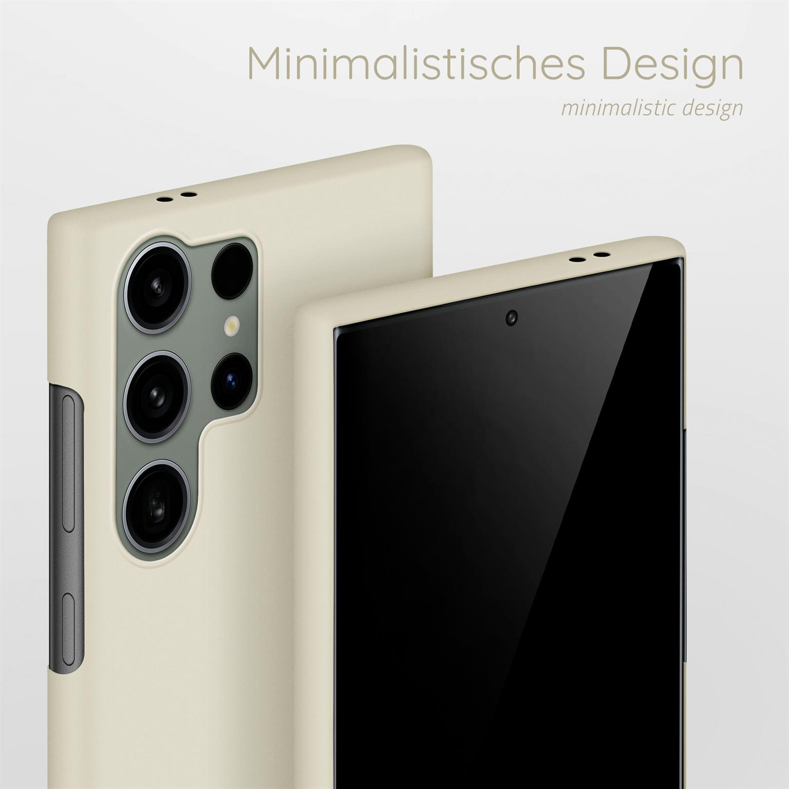 Zwei Telefone in Hüllen. Eines zeigt die Rückseite und die Seite. Das andere zeigt die Rückseite.