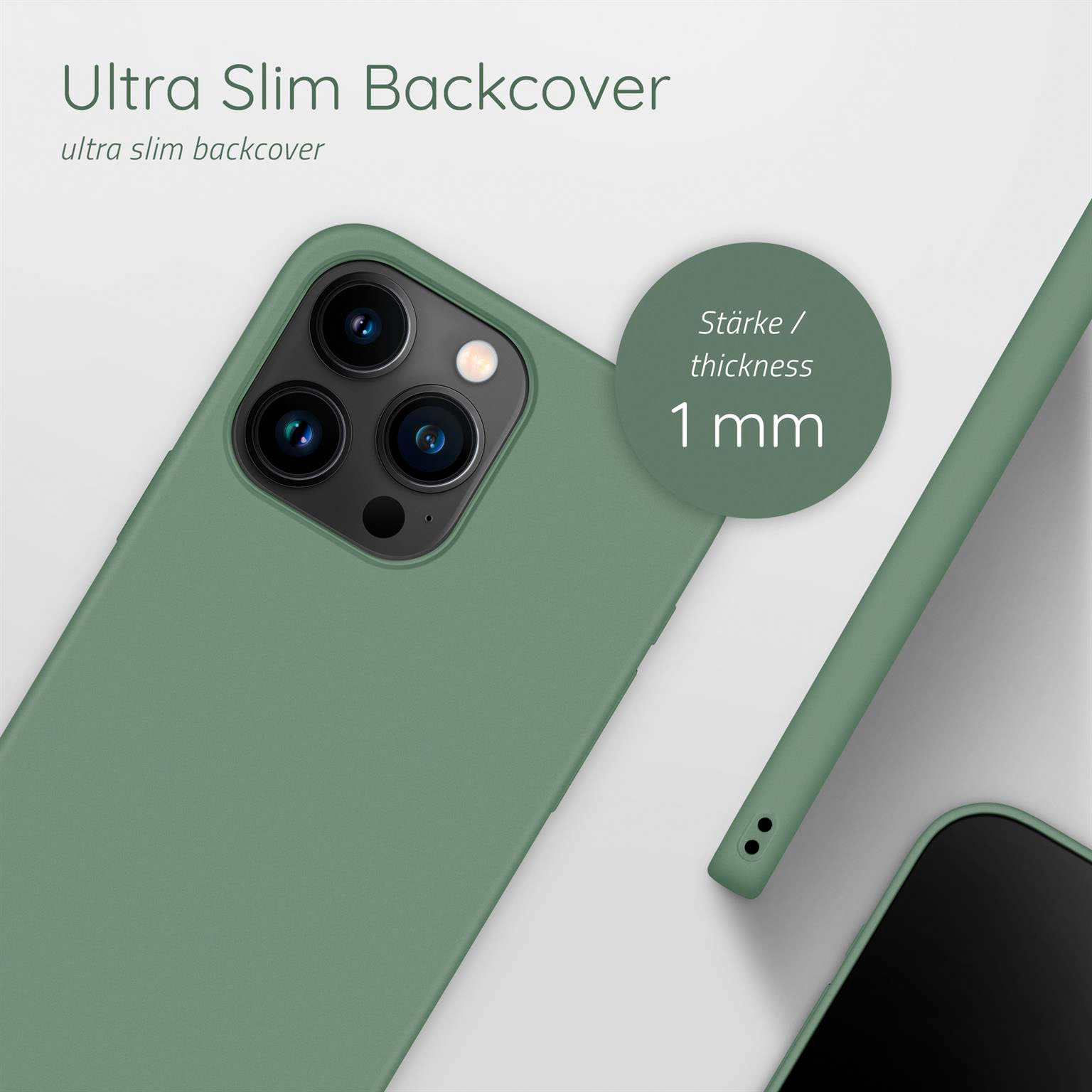 Grüne Handyhülle, ultra dünn, 1 mm Dicke.