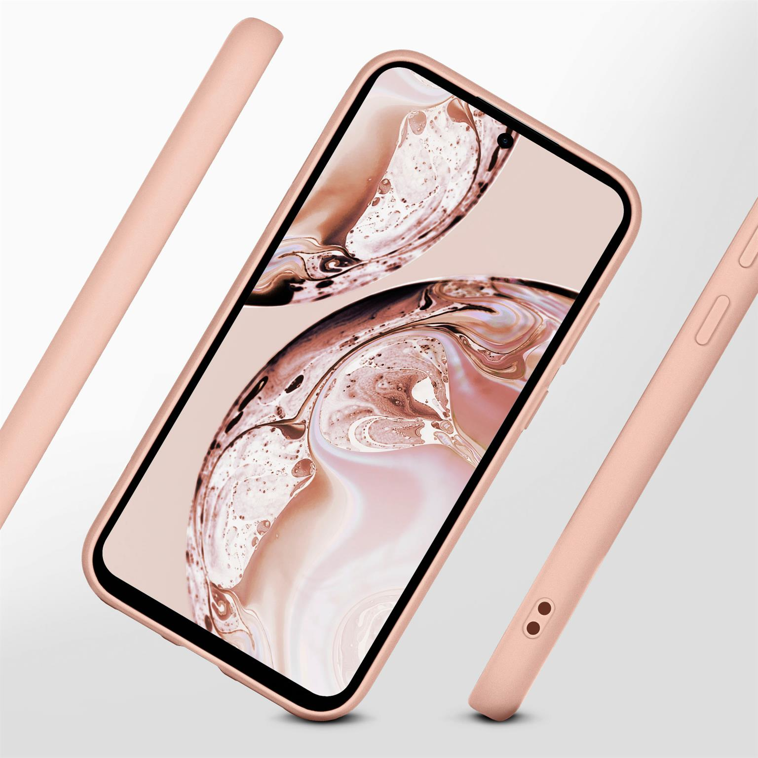 Telefon und Hülle, wobei die Hülle das Telefon umgibt.