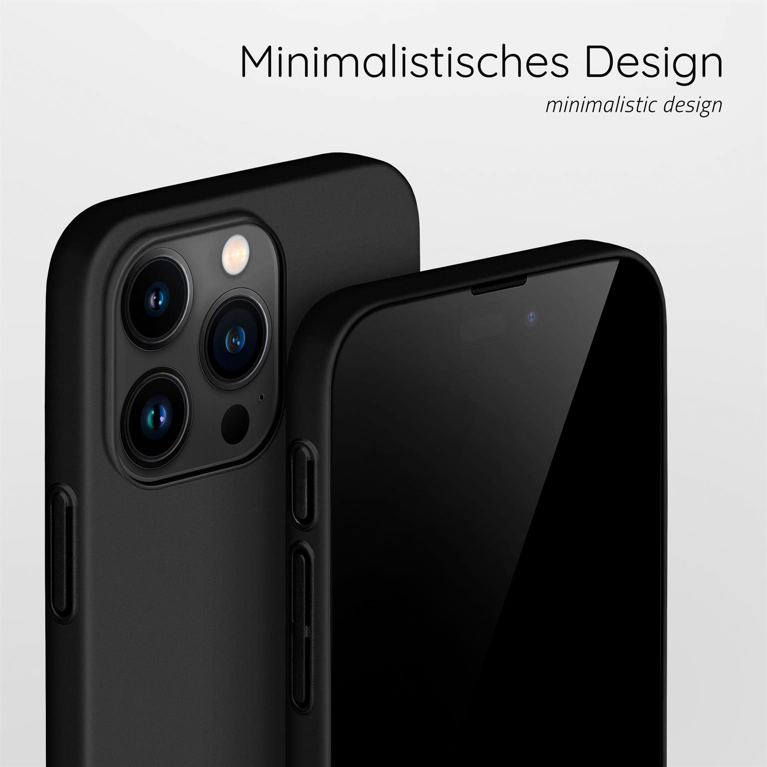 Zwei schwarze Telefone nebeneinander. Minimalistisches Design.