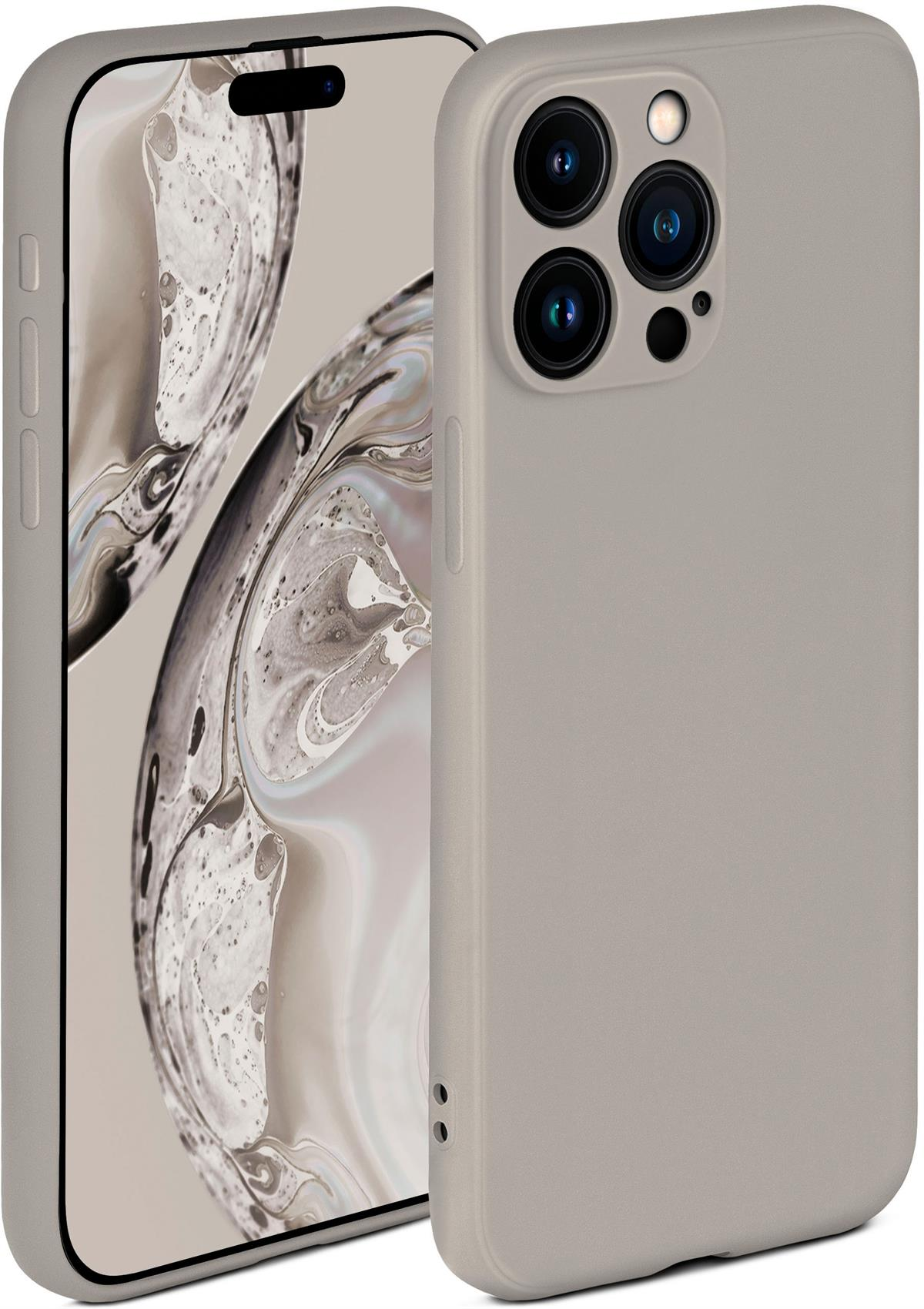 iPhone in grauem Gehäuse. Es hat Bildschirm und Kamera.