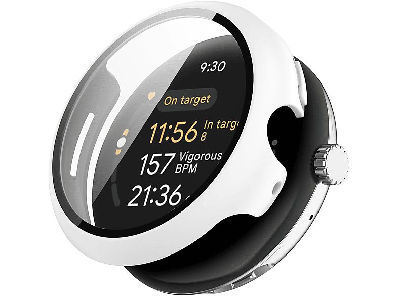 WIGENTO Kunststoff Design Hülle + H9 Hart Glas Watch Schutz Hülle (für Google Pixel Watch 3 45mm)