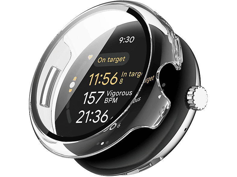 WIGENTO Kunststoff Design Hülle + H9 Hart Glas Watch Schutz Hülle (für Google Pixel Watch 3 41mm / 2 / 1)