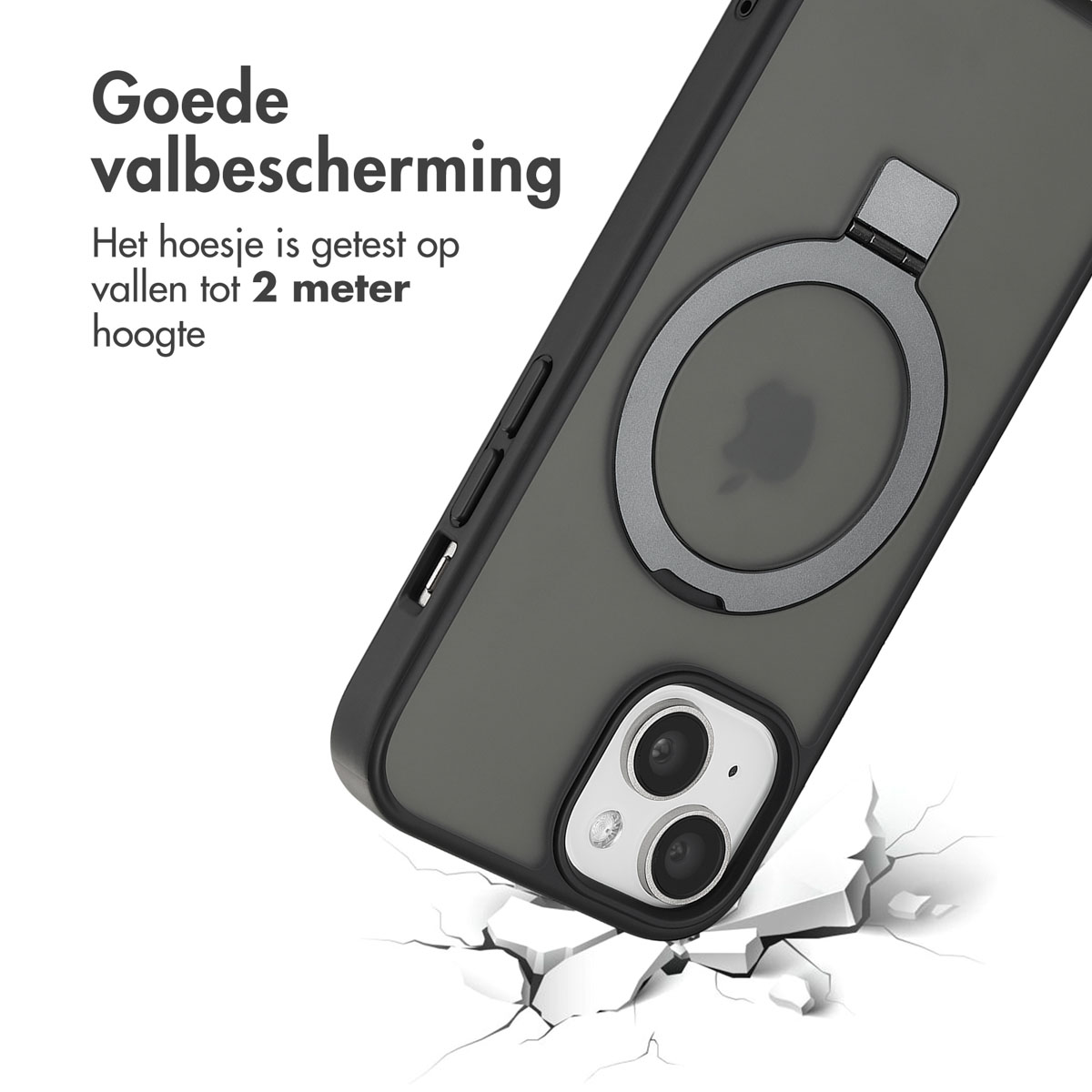 Phone in a case falling, cracking the ground. Text: good drop protection, tested up to 2 meters.