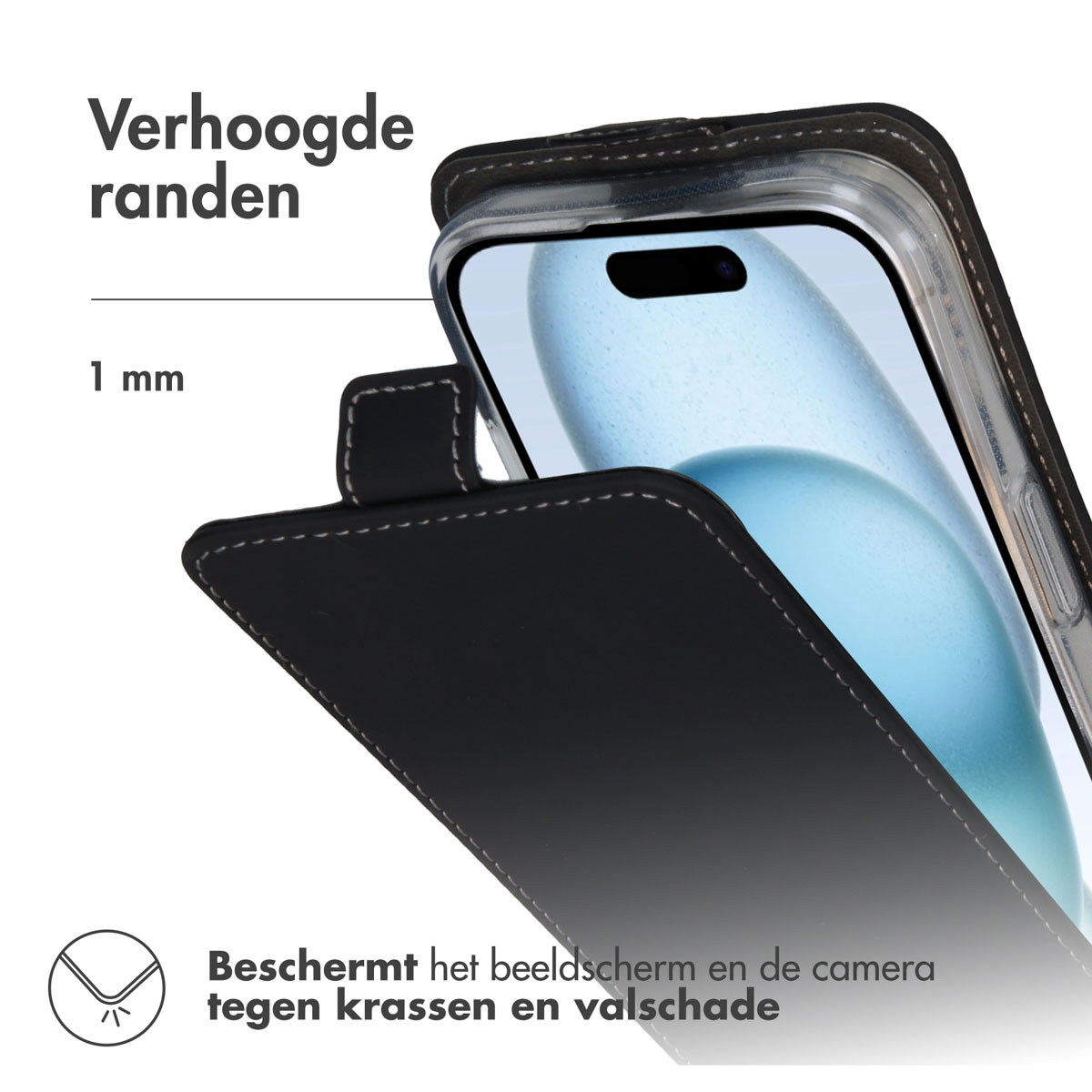 ACCEZZ Flipcase Cover per Apple iPhone 16, Nero