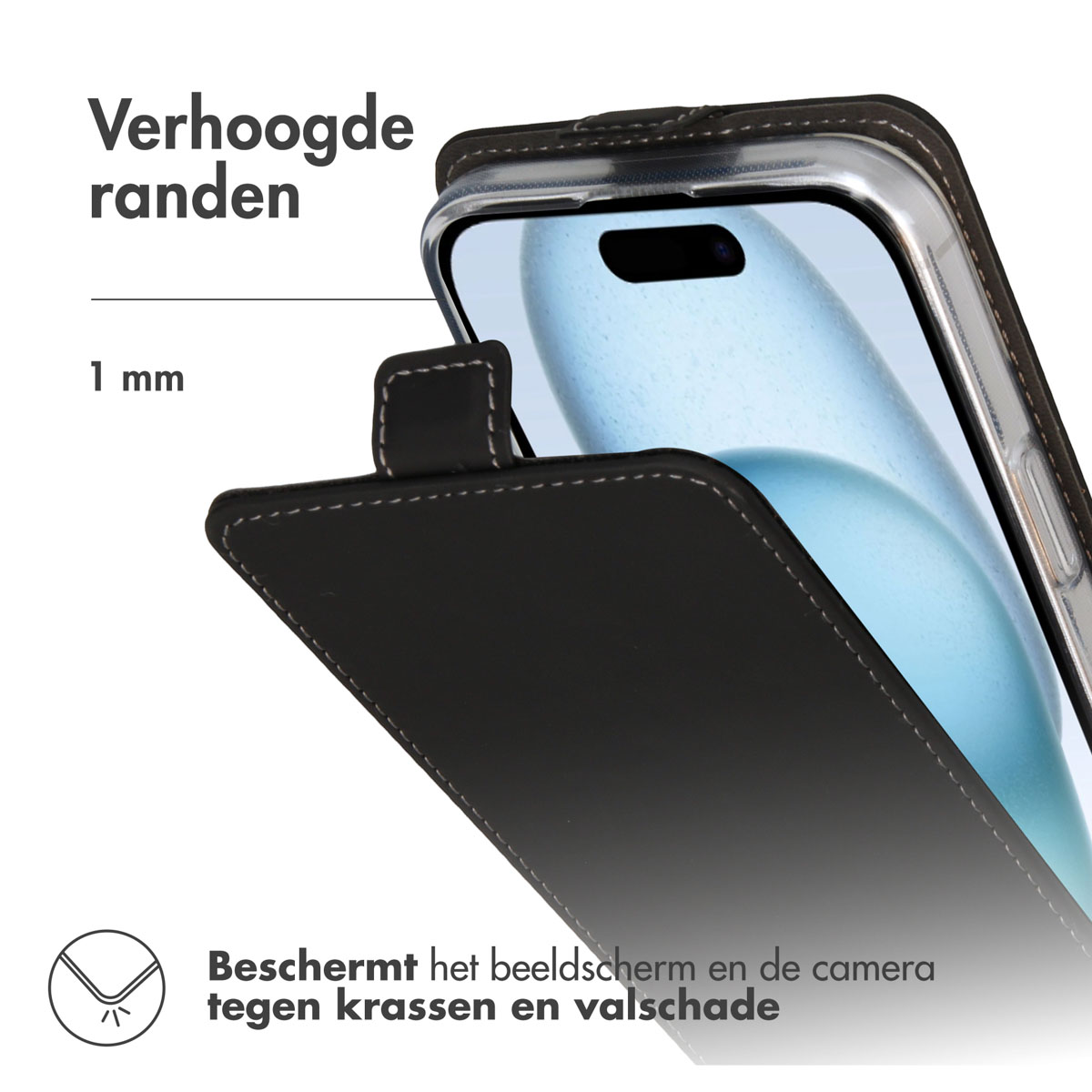 ACCEZZ Flipcase Cover per Apple iPhone 16 Plus, Nero