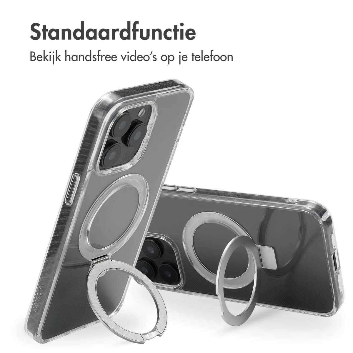 ACCEZZ Ring Stand Backcover met MagSafe, Backcover, Apple, iPhone 15 Pro Max, Transparent