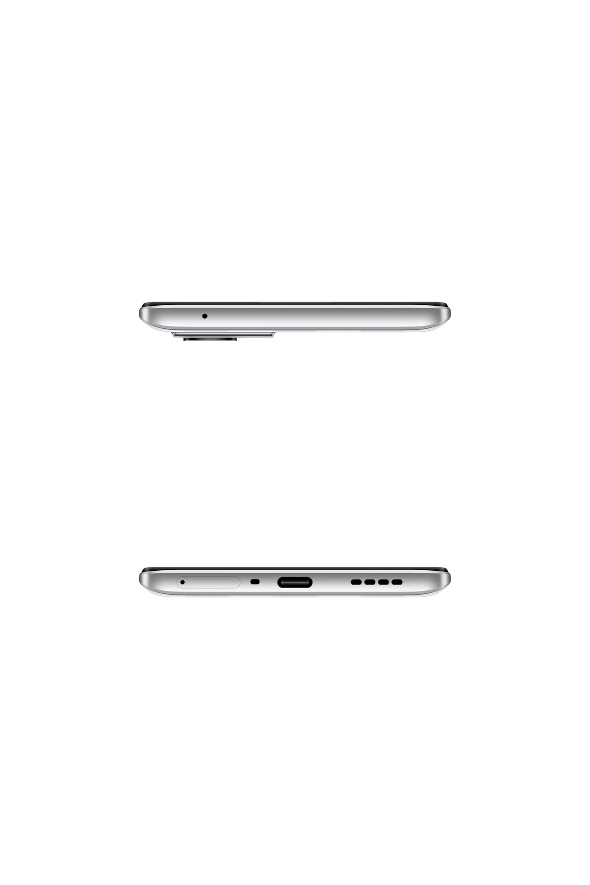 Seitenansicht eines Smartphones. Es zeigt eine Kamera und ein Mikrofon.