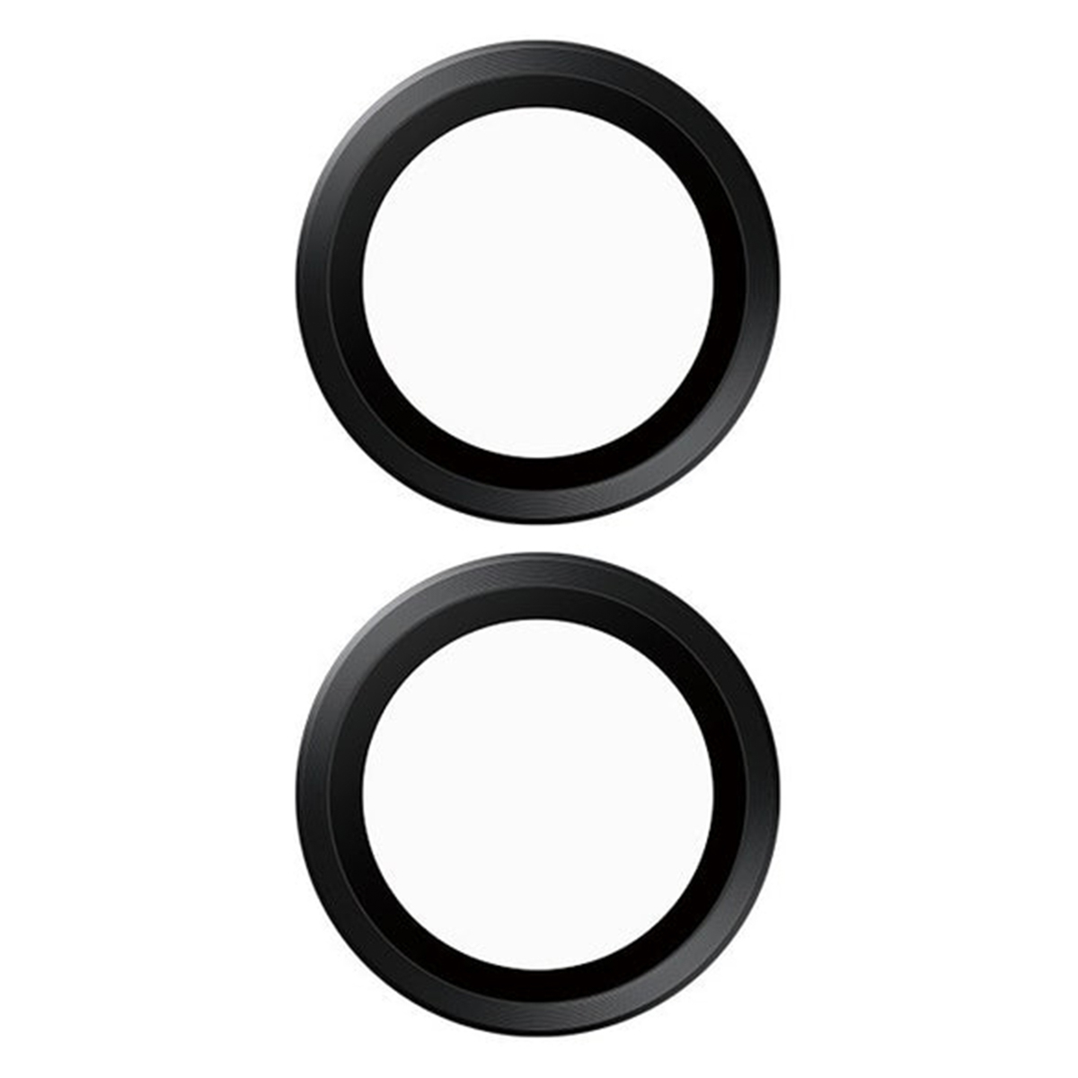 Deux cercles noirs avec bordure noire sur fond blanc.