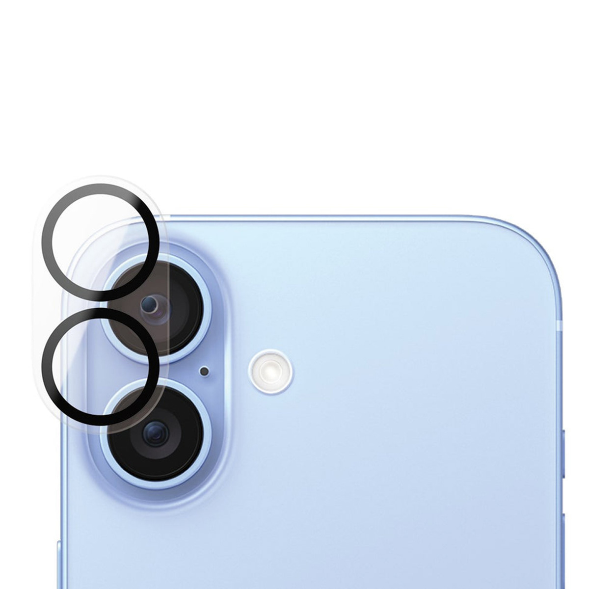 Retro del telefono con lenti e protezioni. Telefono blu.