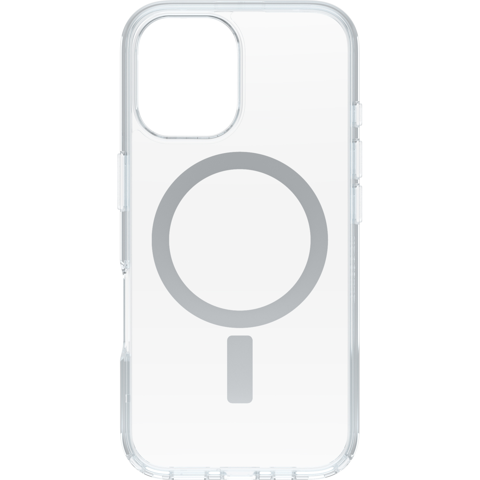 Transparente Handyhülle. Transparent mit weißem Kreis und Rechteck.
