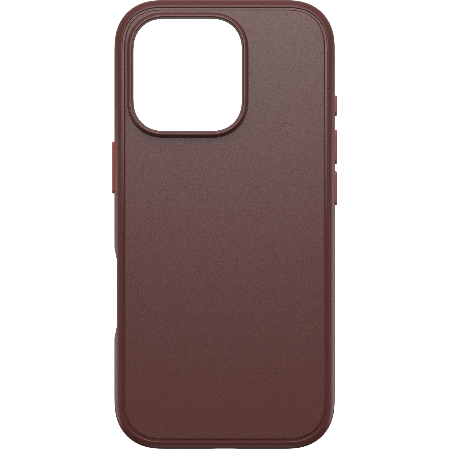 Coque de téléphone marron avec une découpe pour la caméra et des boutons. La coque est pour un téléphone.