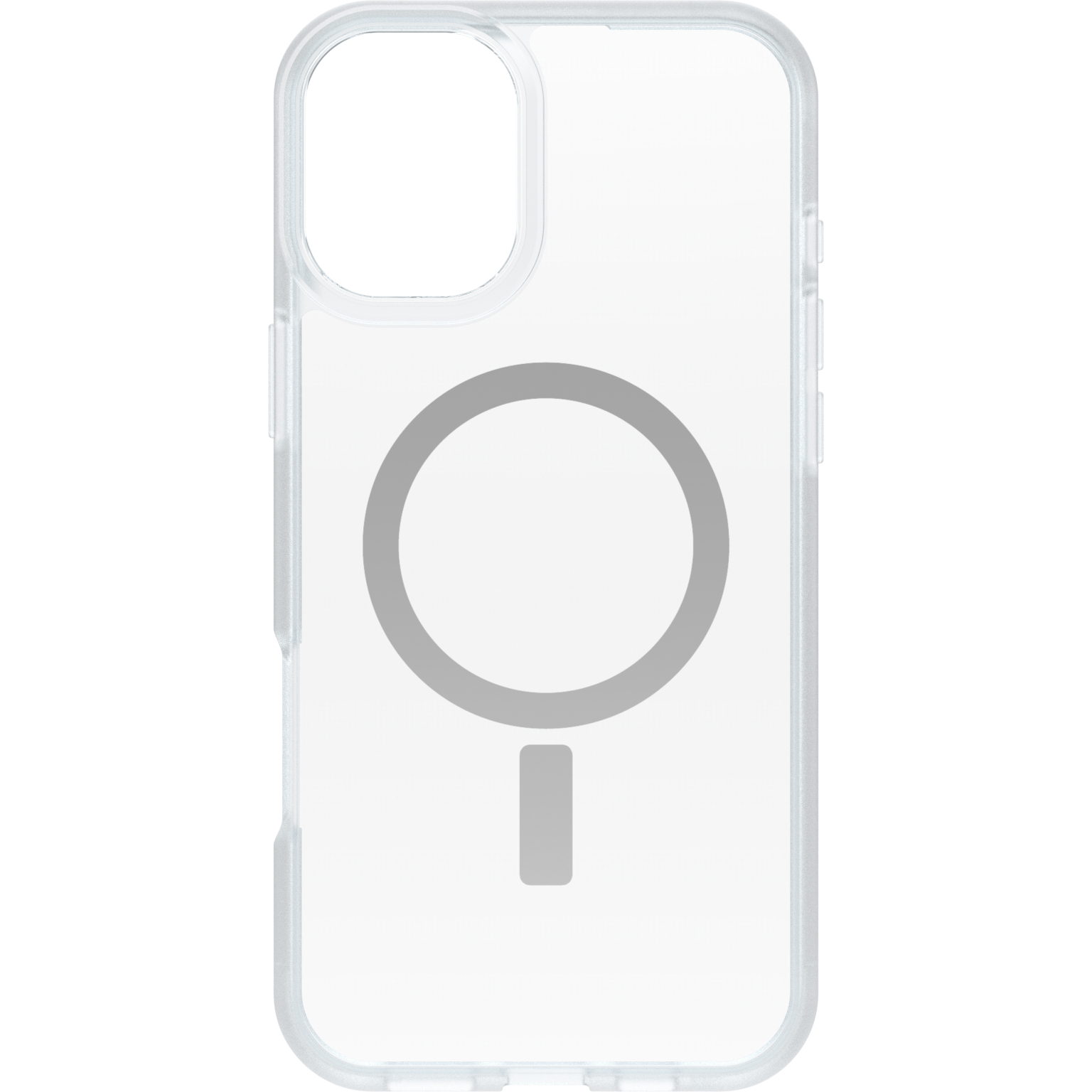 Transparante telefoonhoes met magnetische ring en rechthoek. Knoppen zichtbaar.