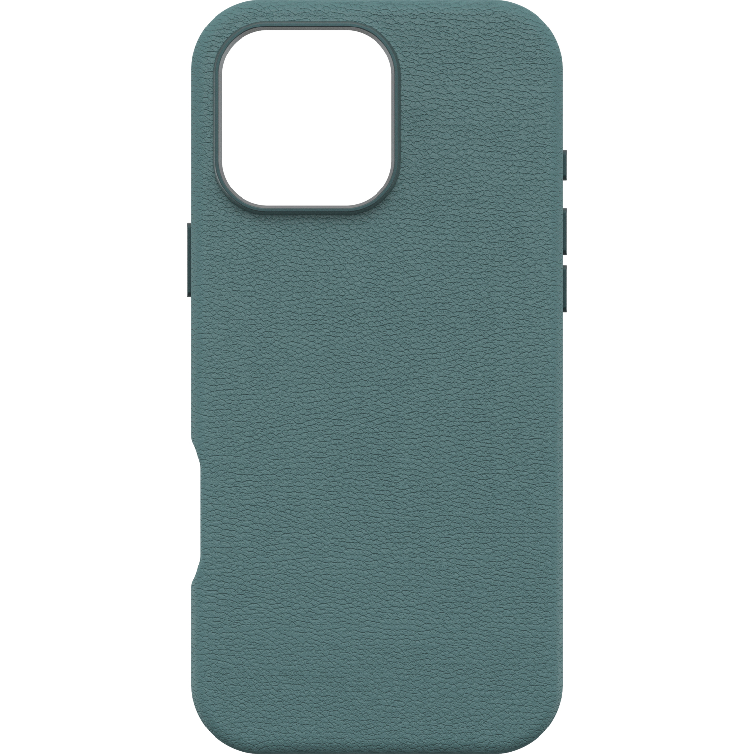 Coque de téléphone sarcelle. Surface texturée avec découpes pour appareil photo, boutons et ports.