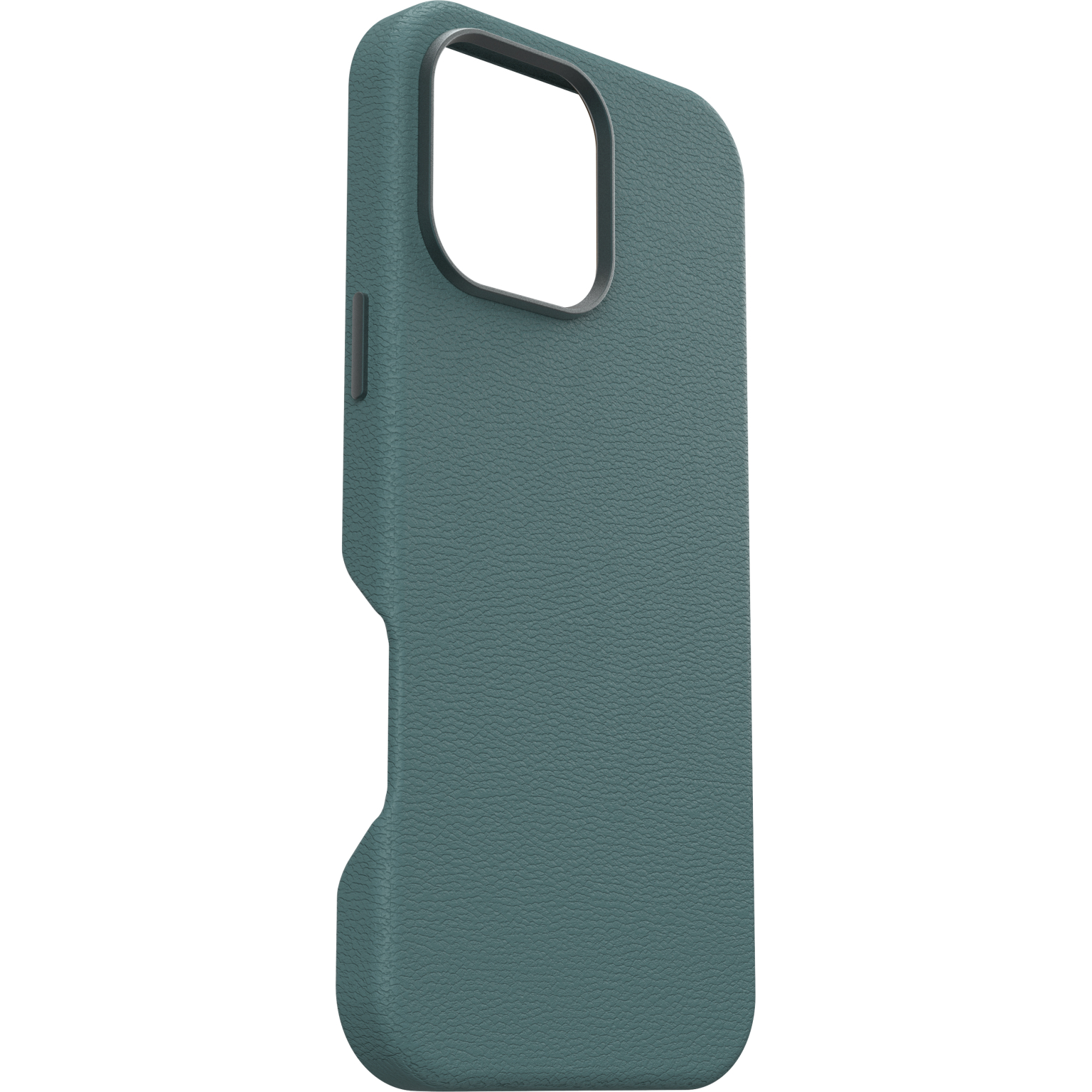 Coque de téléphone sarcelle avec une finition texturée. Comporte une découpe pour la caméra et des boutons latéraux. Protège le téléphone.