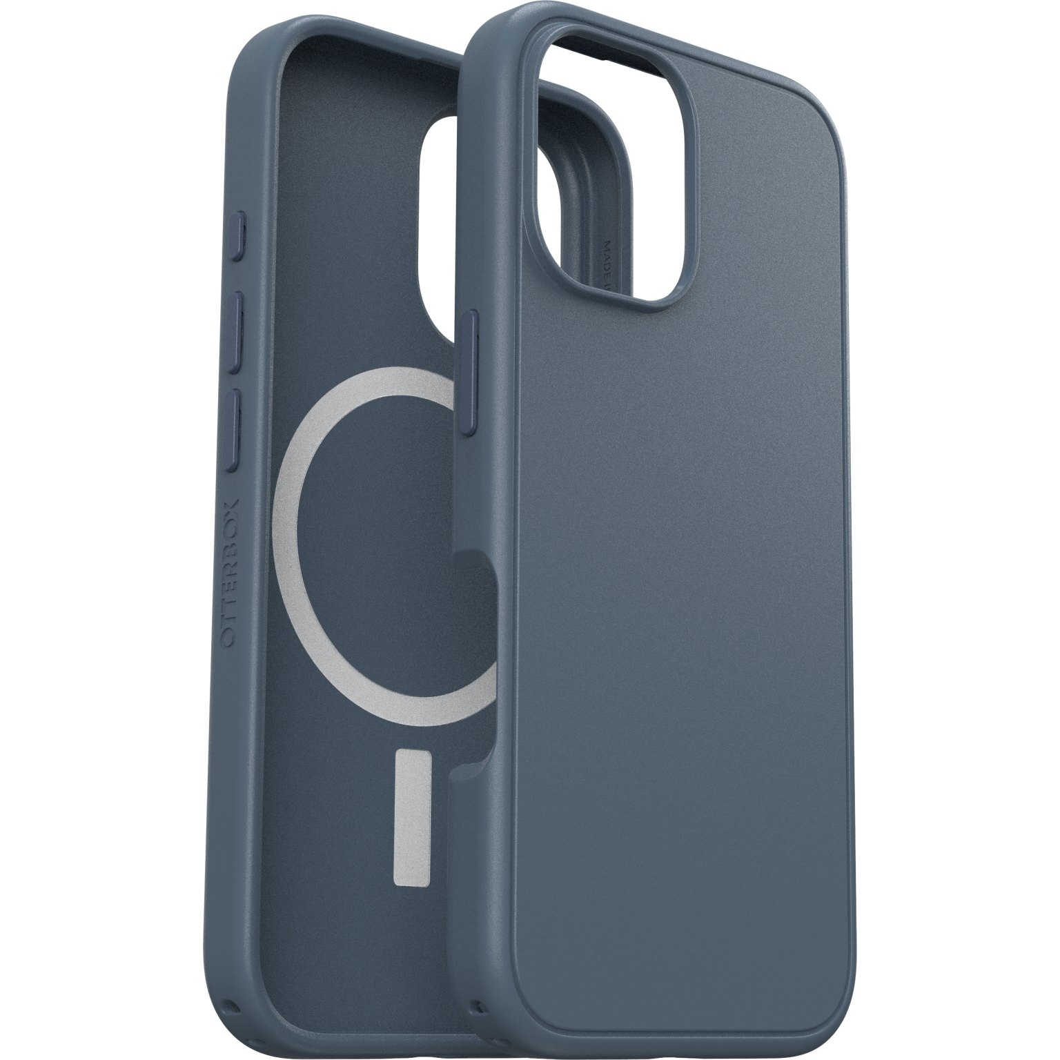 Blaue iPhone-Hülle mit Magnetkreis und Ausschnitt. Otterbox-Logo an der Seite.