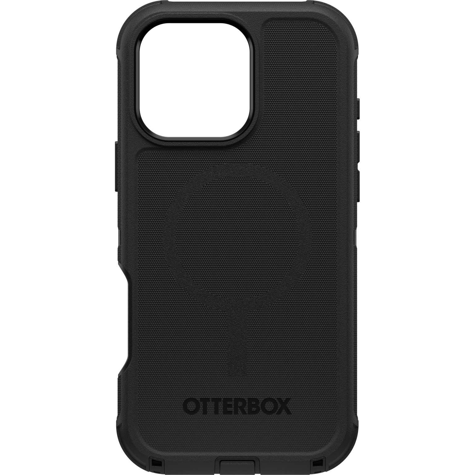 Schwarze Handyhülle mit Otterbox-Logo und MagSafe-Kreis-Design.