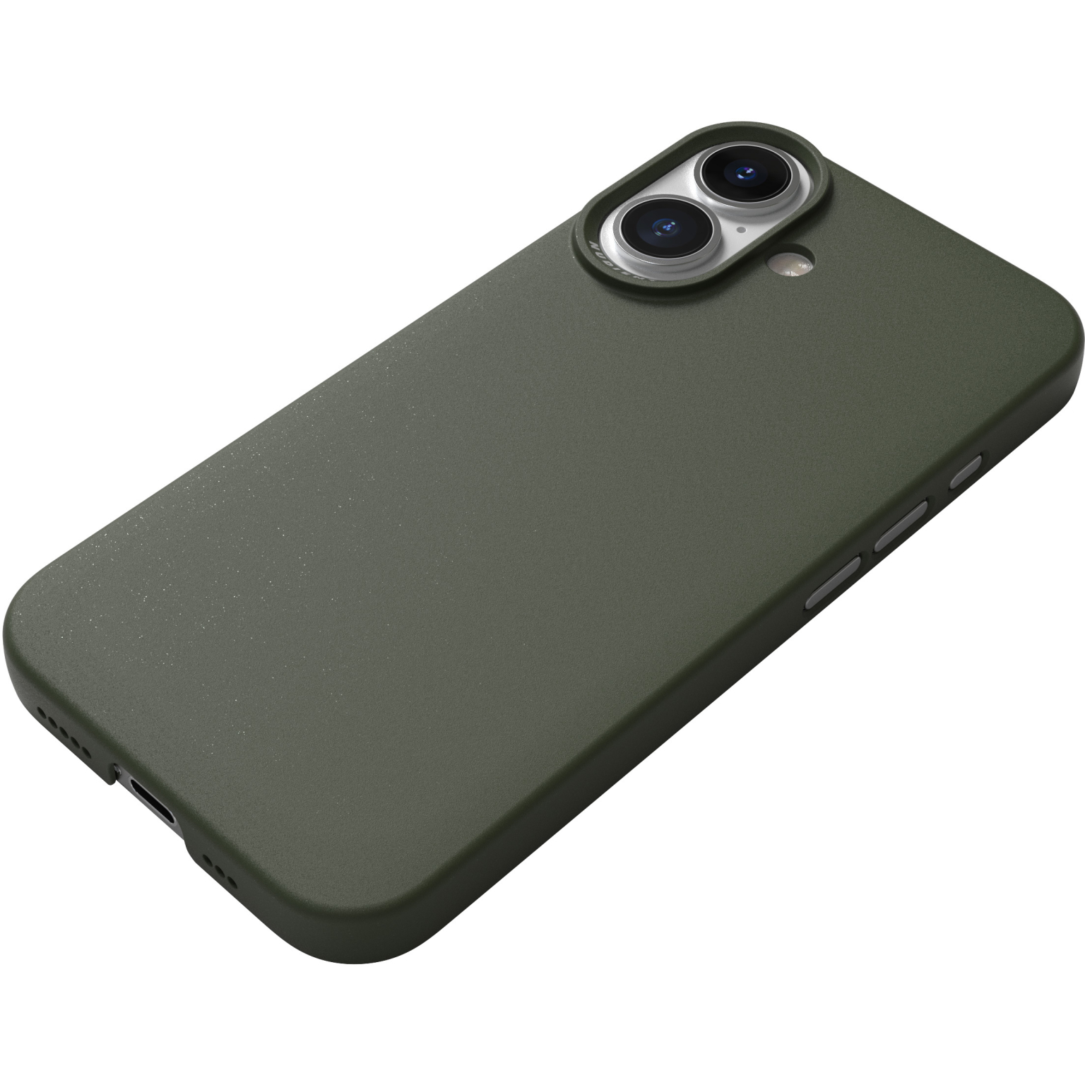 Coque vert olive. Découpe caméra. Couleur verte neutre.