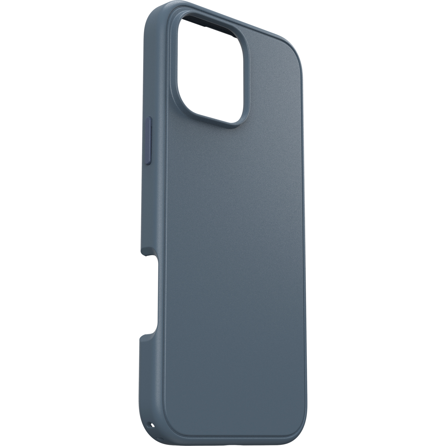 Coque de téléphone bleu foncé avec découpe latérale pour les boutons.