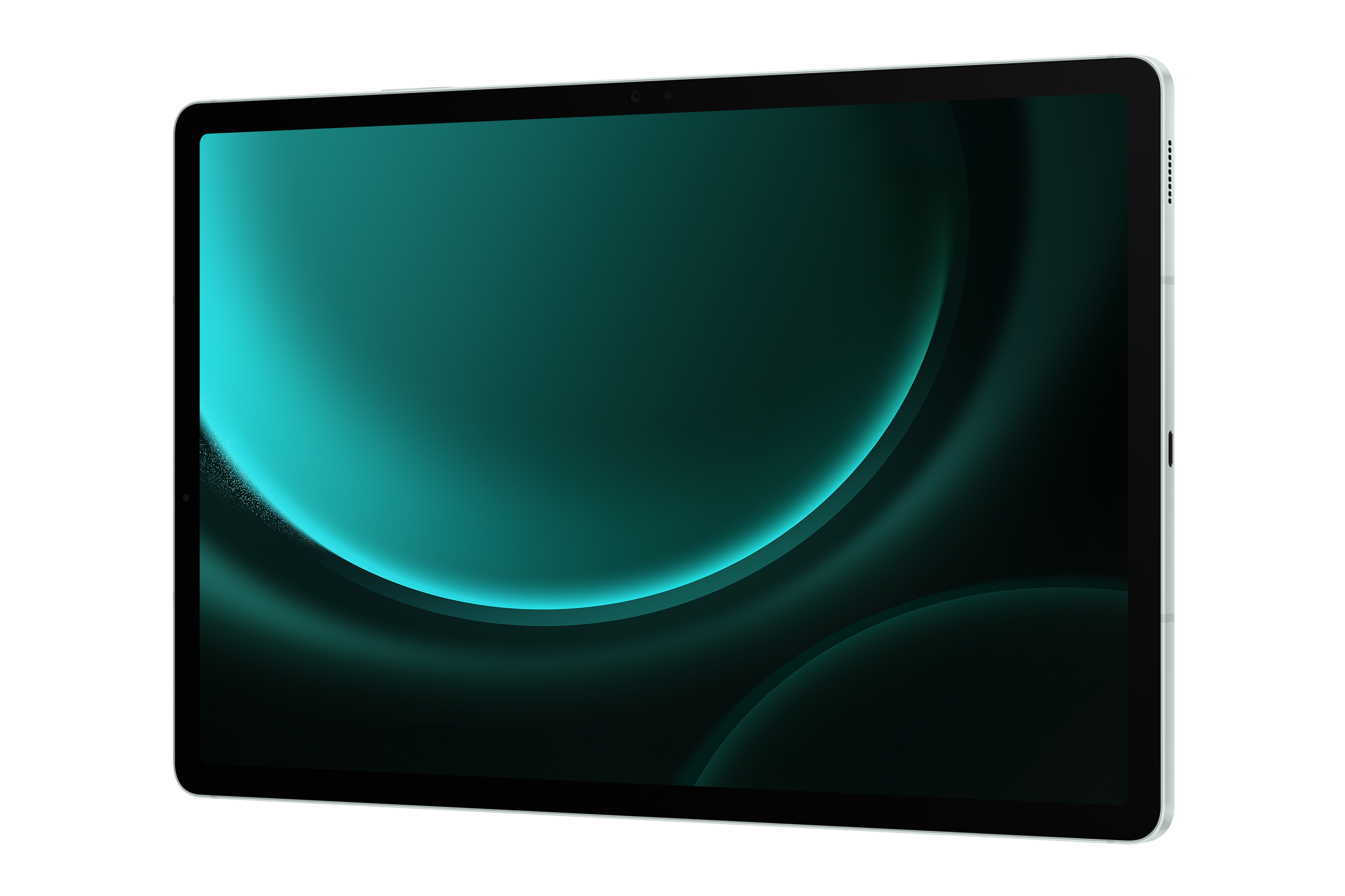Tableta con pantalla verde y negra.
