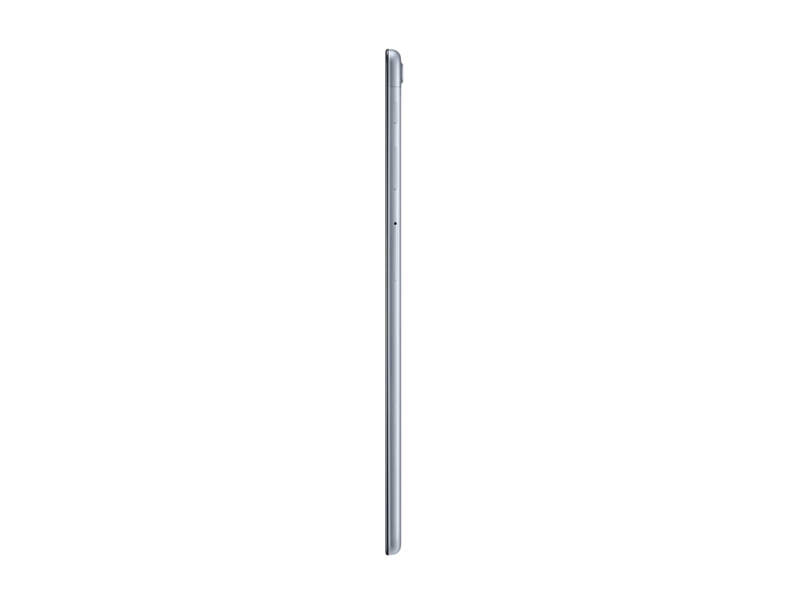 Vista laterale del tablet, design sottile, su sfondo bianco.