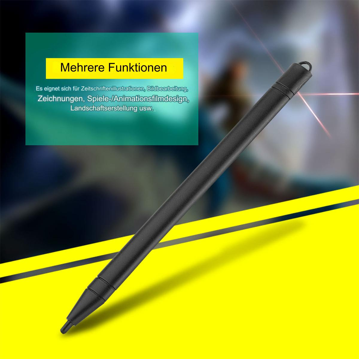 Ein schwarzer Eingabestift. Der Stift ist vor einem hellgelben Hintergrund.