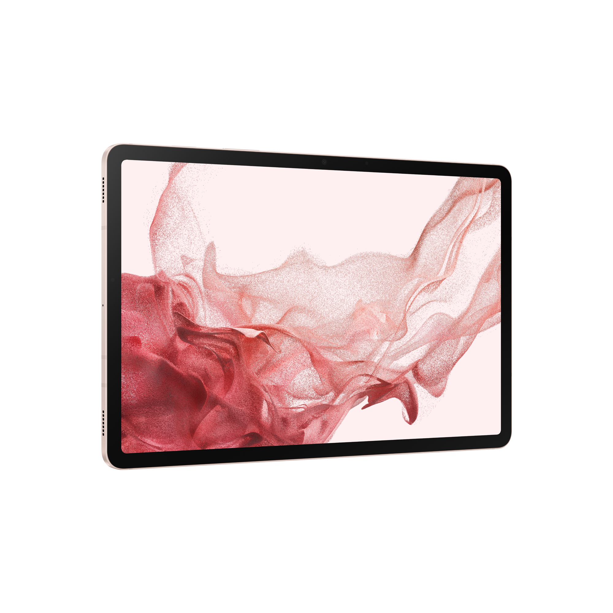 Ein Tablet, leicht angewinkelt, mit einem bunten Hintergrund. Das Tablet ist auf weißem Grund.