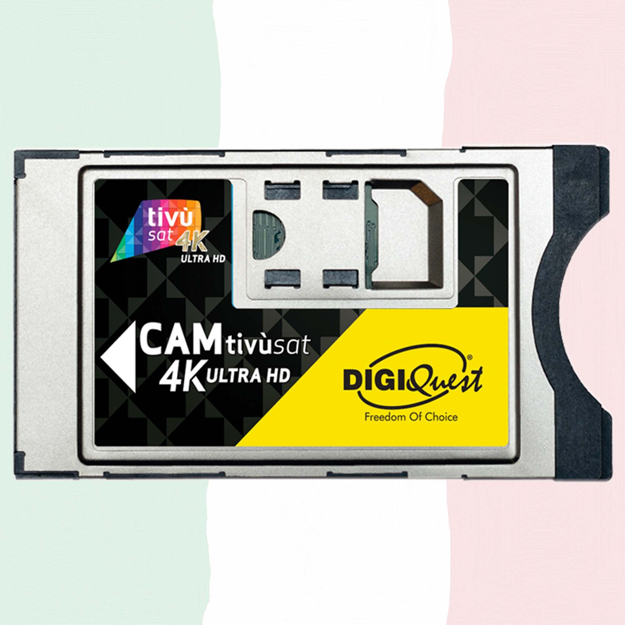 Karte mit einem Logo, auf dem CAMtivùsat 4K ULTRA HD steht.