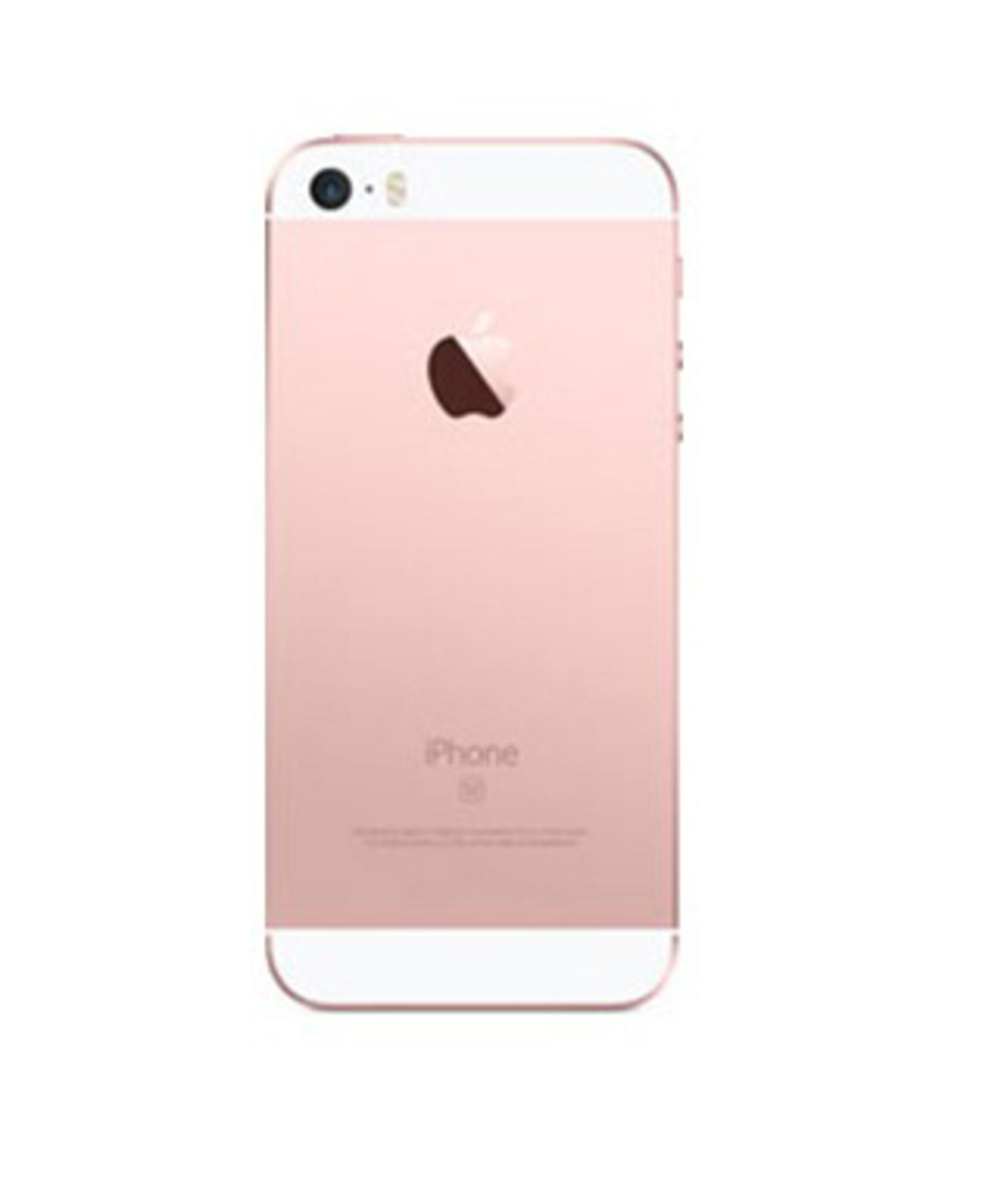 Rückseite des roségoldenen iPhone(SE). Apple-Logo und iPhone(SE)-Text sichtbar.