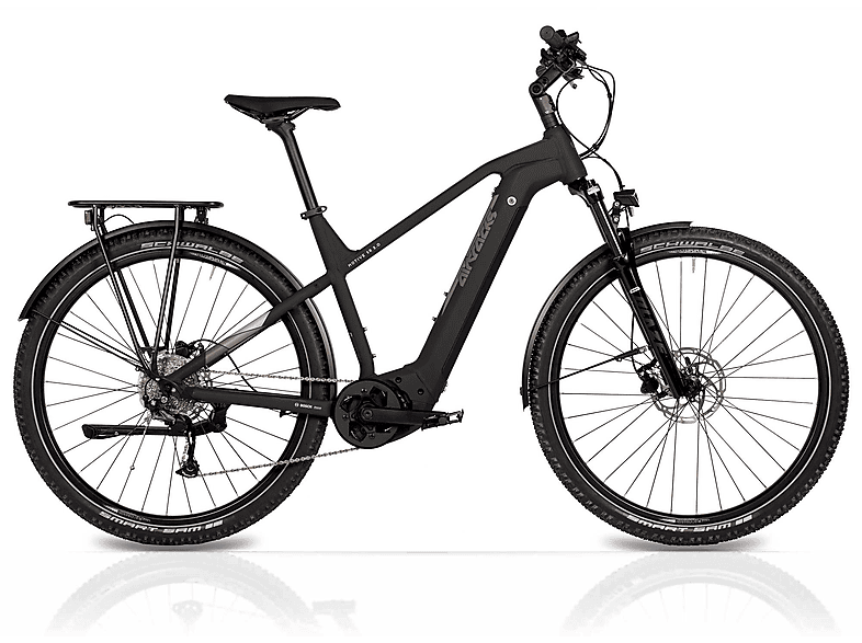 AIRTRACKS 29 Zoll Herren E-Bike MTB SUV Mountainbike Bosch Performance Line CX Gen4 500 Wh Motiv SR.2.0 9 Gang Mountainbike (Laufradgröße: 29 Zoll, Rahmenhöhe: 49 cm, Herren-Rad, Schwarz Matt)