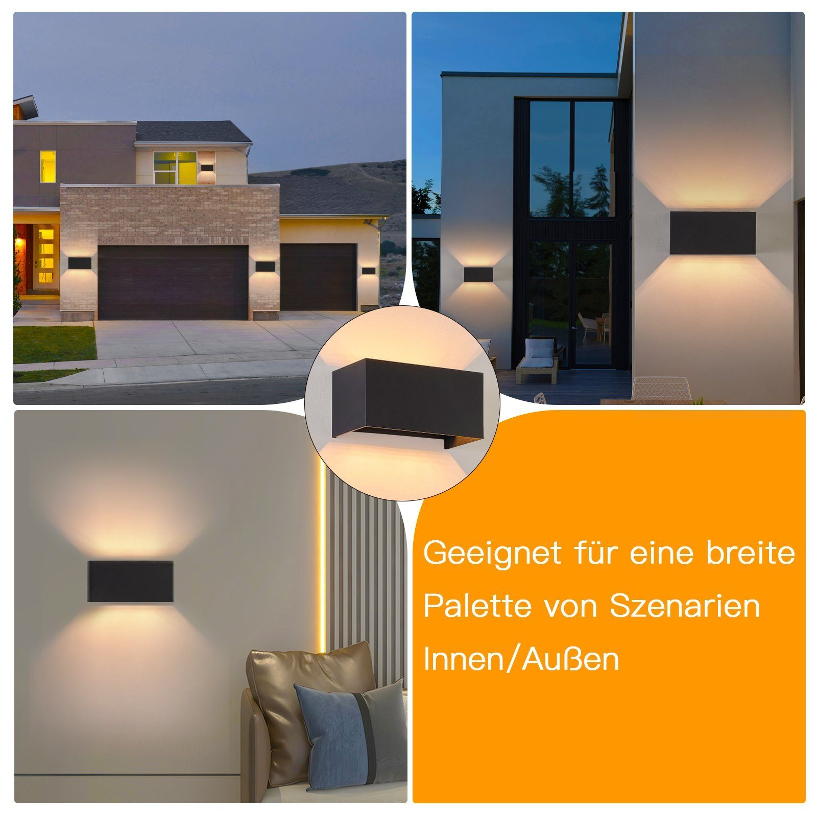 Różne domy z czarnymi światłami zewnętrznymi, ze światłem czarnym pośrodku.