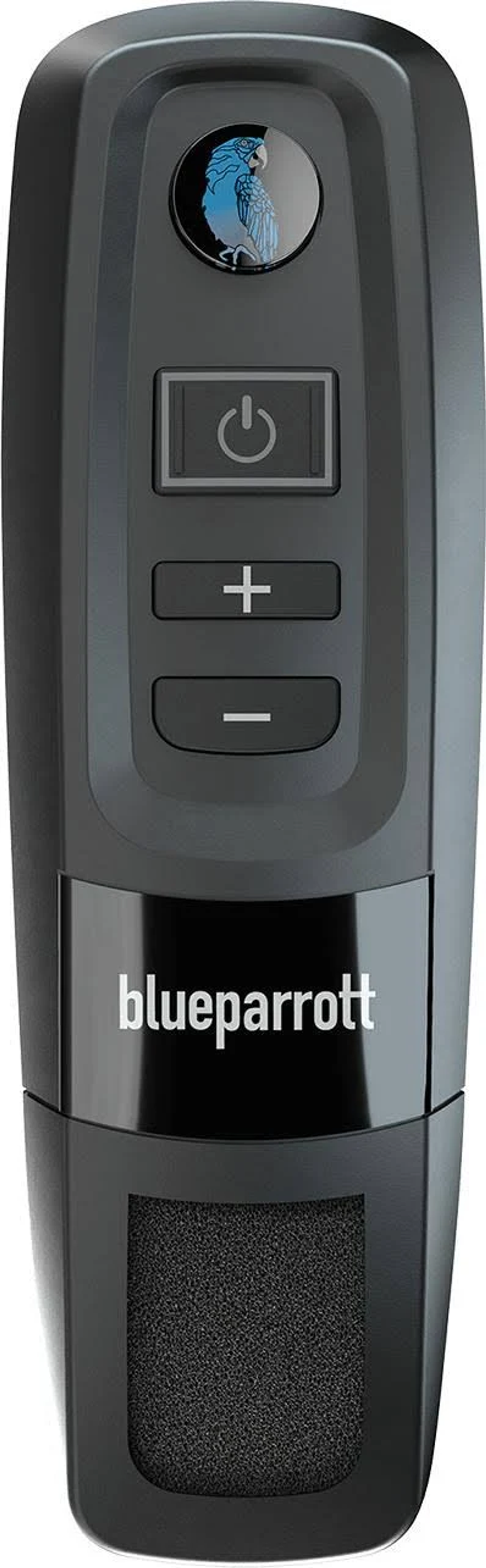 Cuffie Blueparrott nere, con pulsanti di accensione, volume e muto.