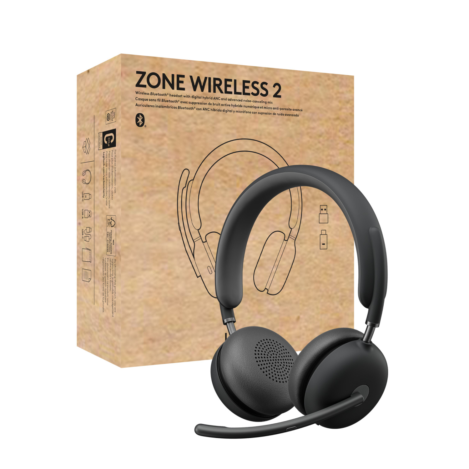 Auriculares de oficina  - Zone Wireless 2 LOGITECH, Circumaurales, Bluetooth, Not available