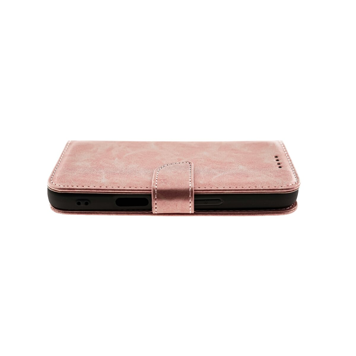 Custodia rosa per telefono con chiusura magnetica.