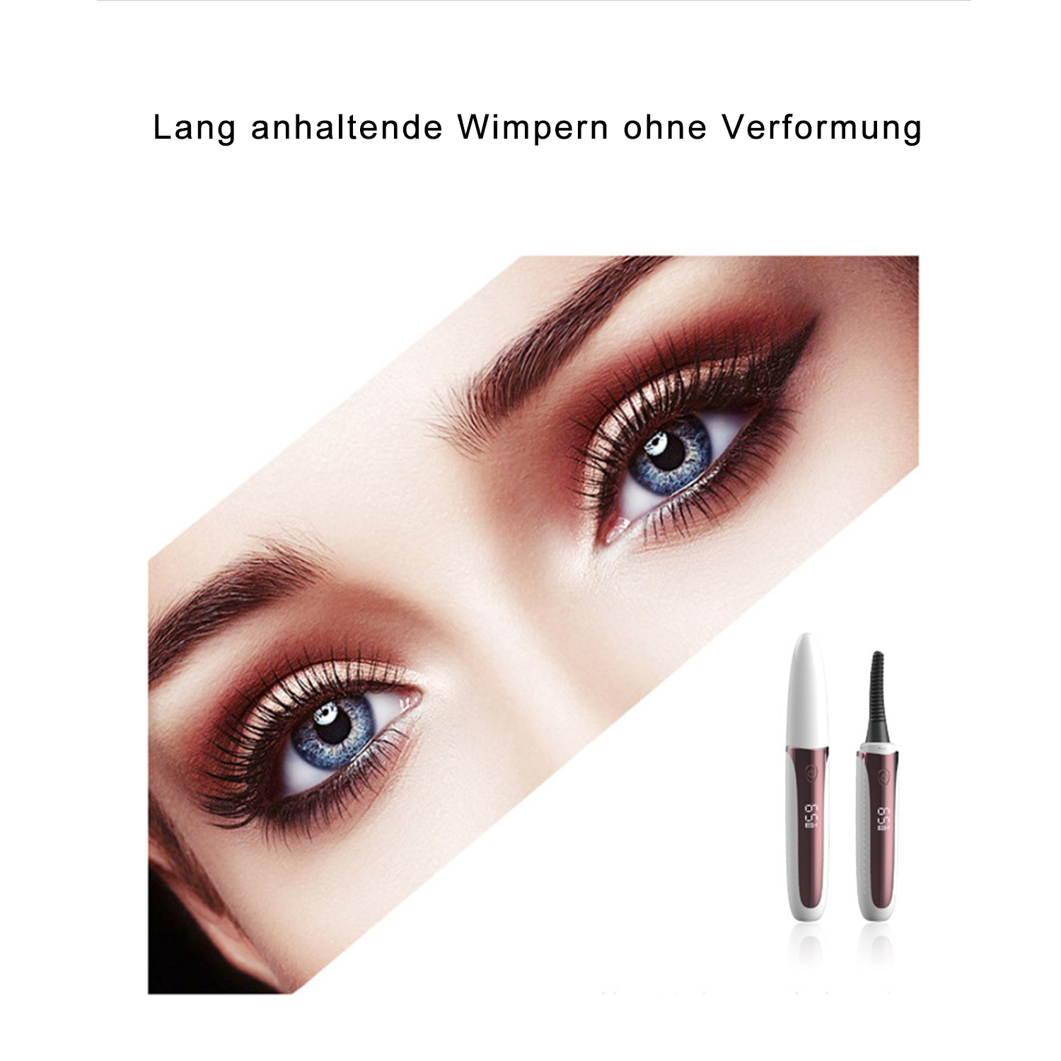 Nahaufnahme von Augen mit dramatischem Augen-Make-up und Mascara. Weißer Hintergrund, zwei Wimperntusche.