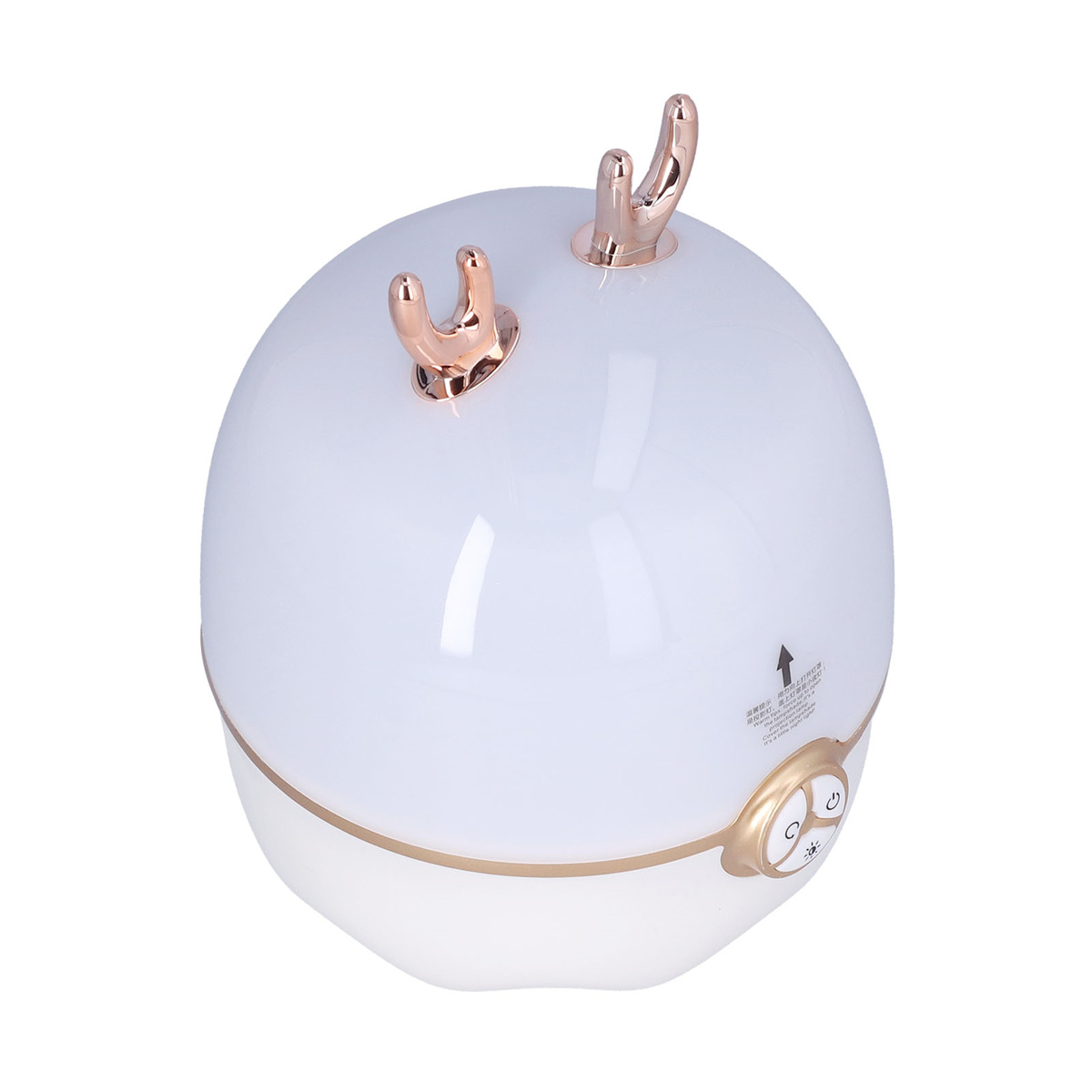 Weiße Lampe mit goldenen Akzenten, eine Kugel mit Geweih.