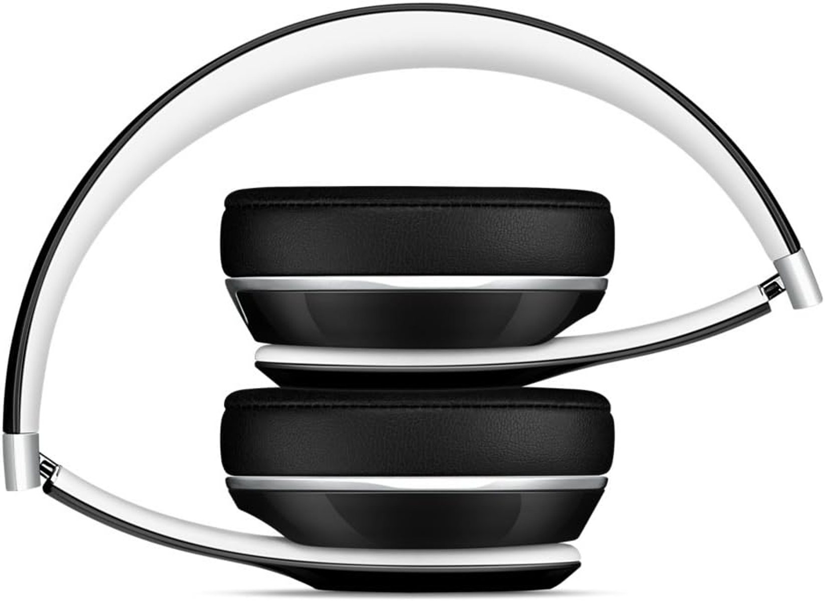 Schwarz-weiße Kopfhörer. Die Ohrmuscheln sind schwarz, während das Kopfband weiß ist.