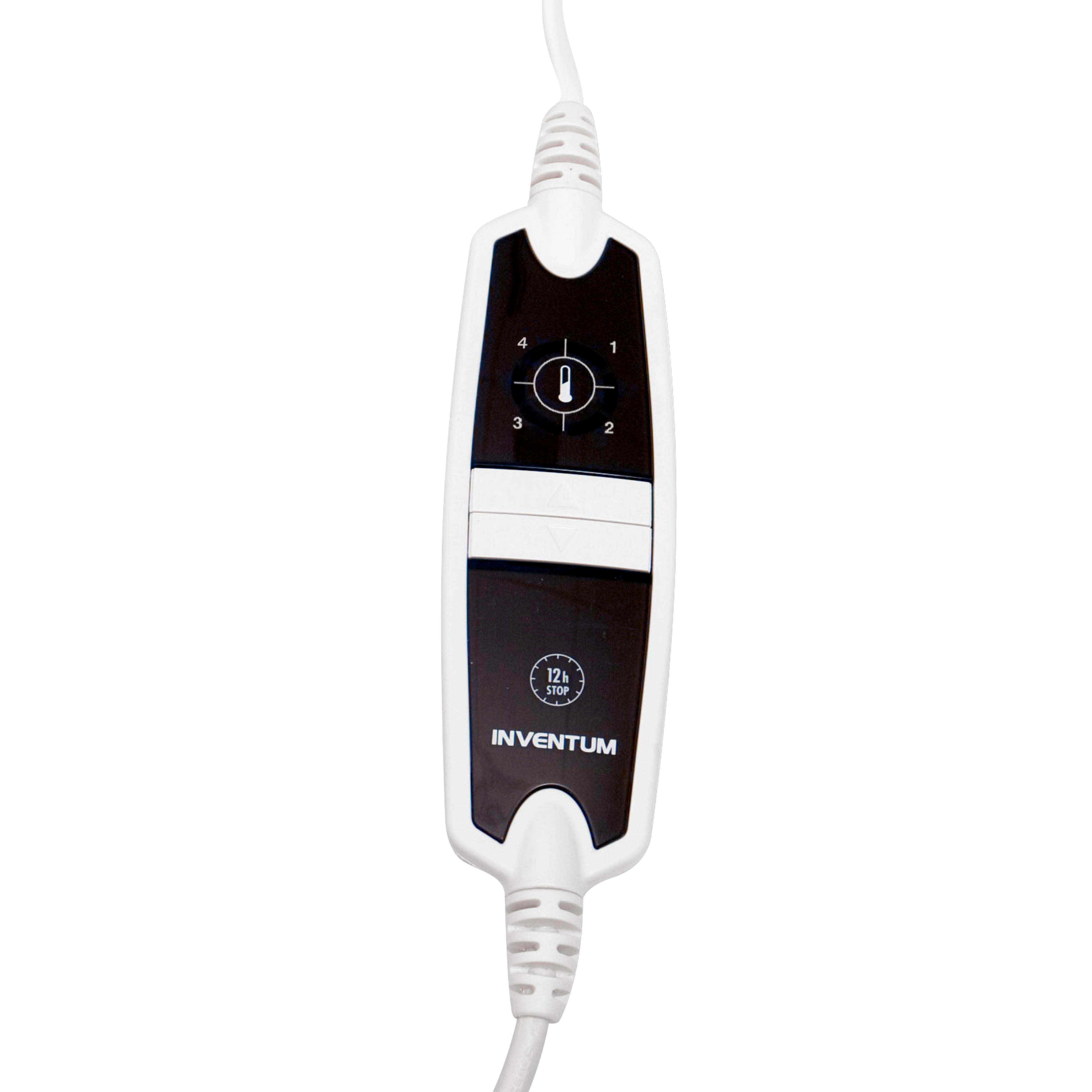A white control unit with buttons and a cable.