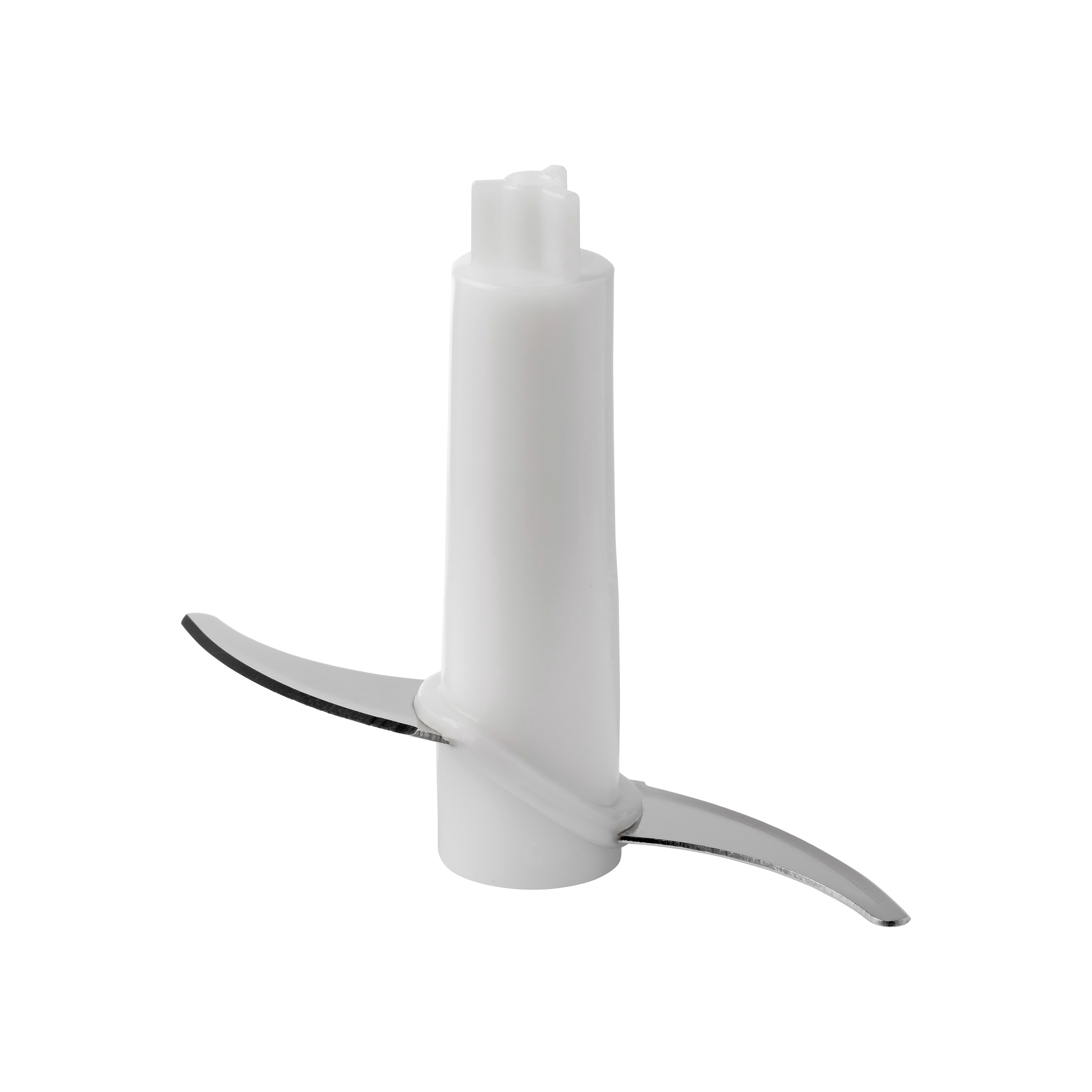 White blender blade. Two angled blades with a white stem. Isolated on white background.