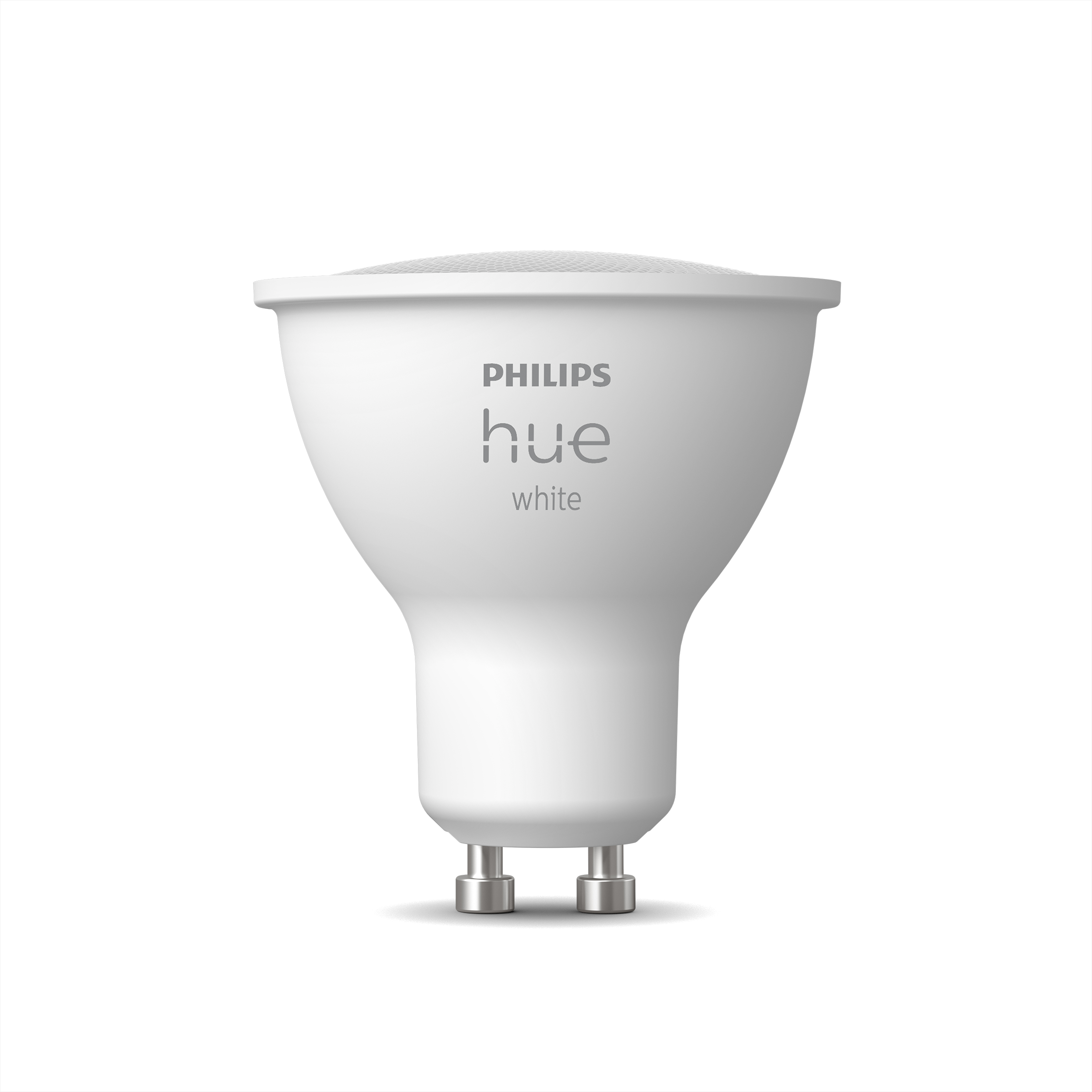 Biała żarówka Philips Hue. Białe tło, z logo Philips Hue.