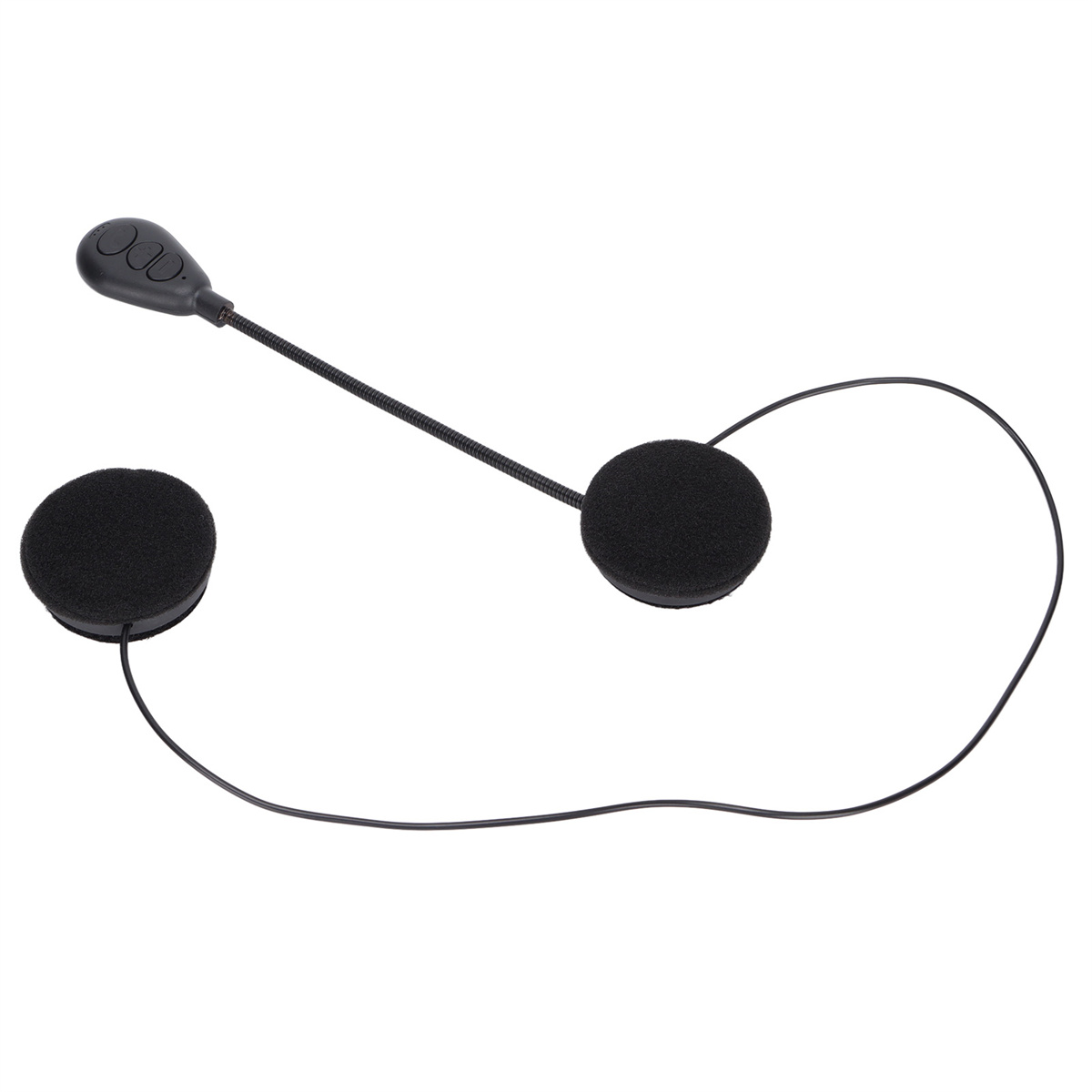 Kopfhörer mit Mikrofon. Sie sind alle schwarz und das Kabel ist ebenfalls schwarz.