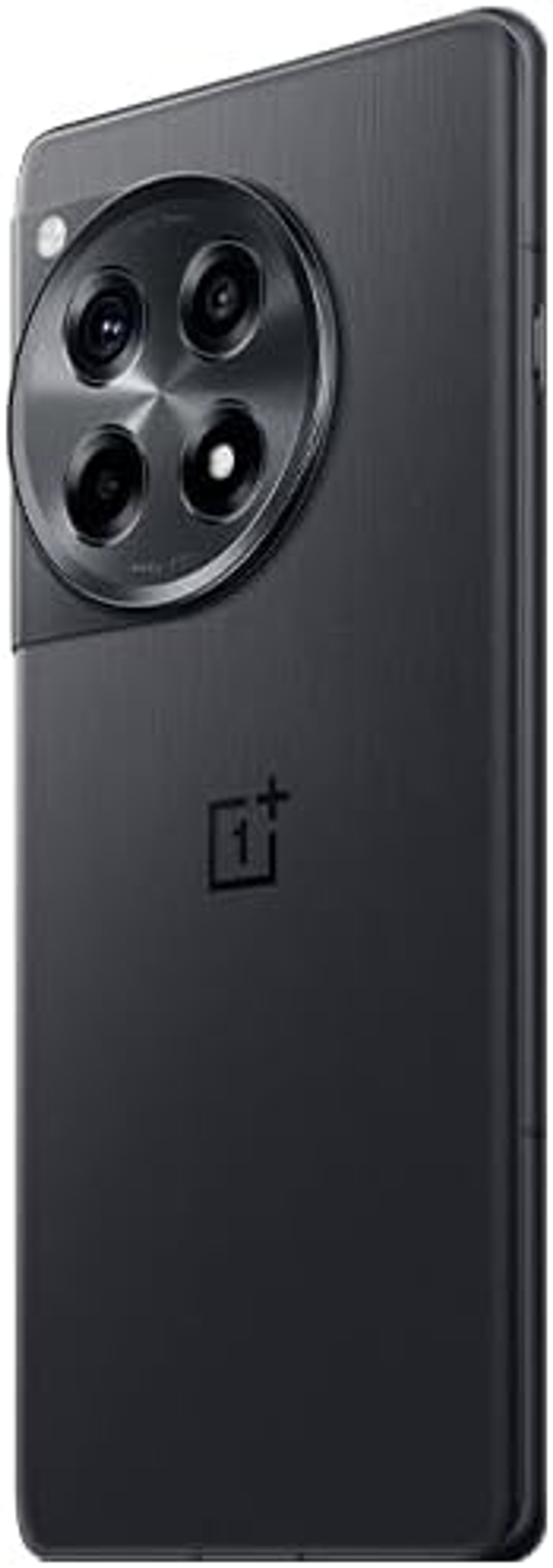 Zwarte smartphone, achteraanzicht, met camerarray, one plus logo.