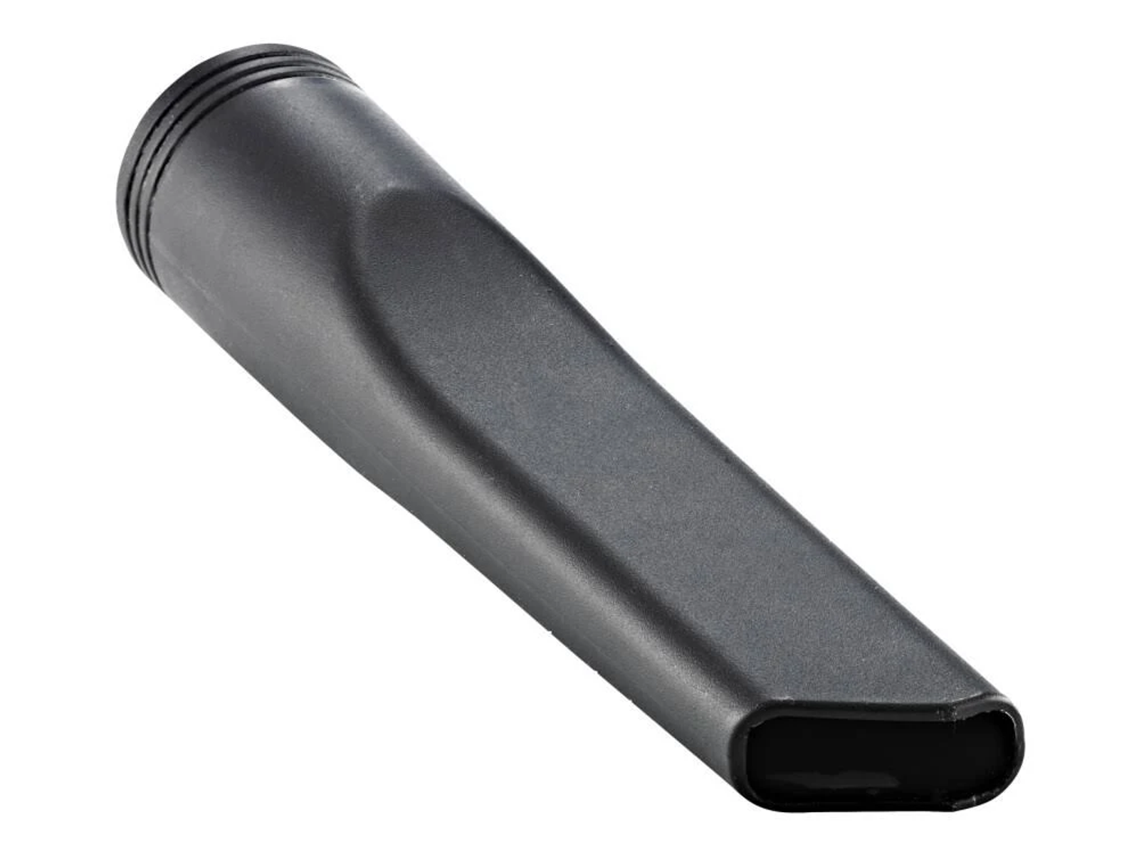 Czarna dysza do odkurzacza z wąskim, płaskim końcem.
