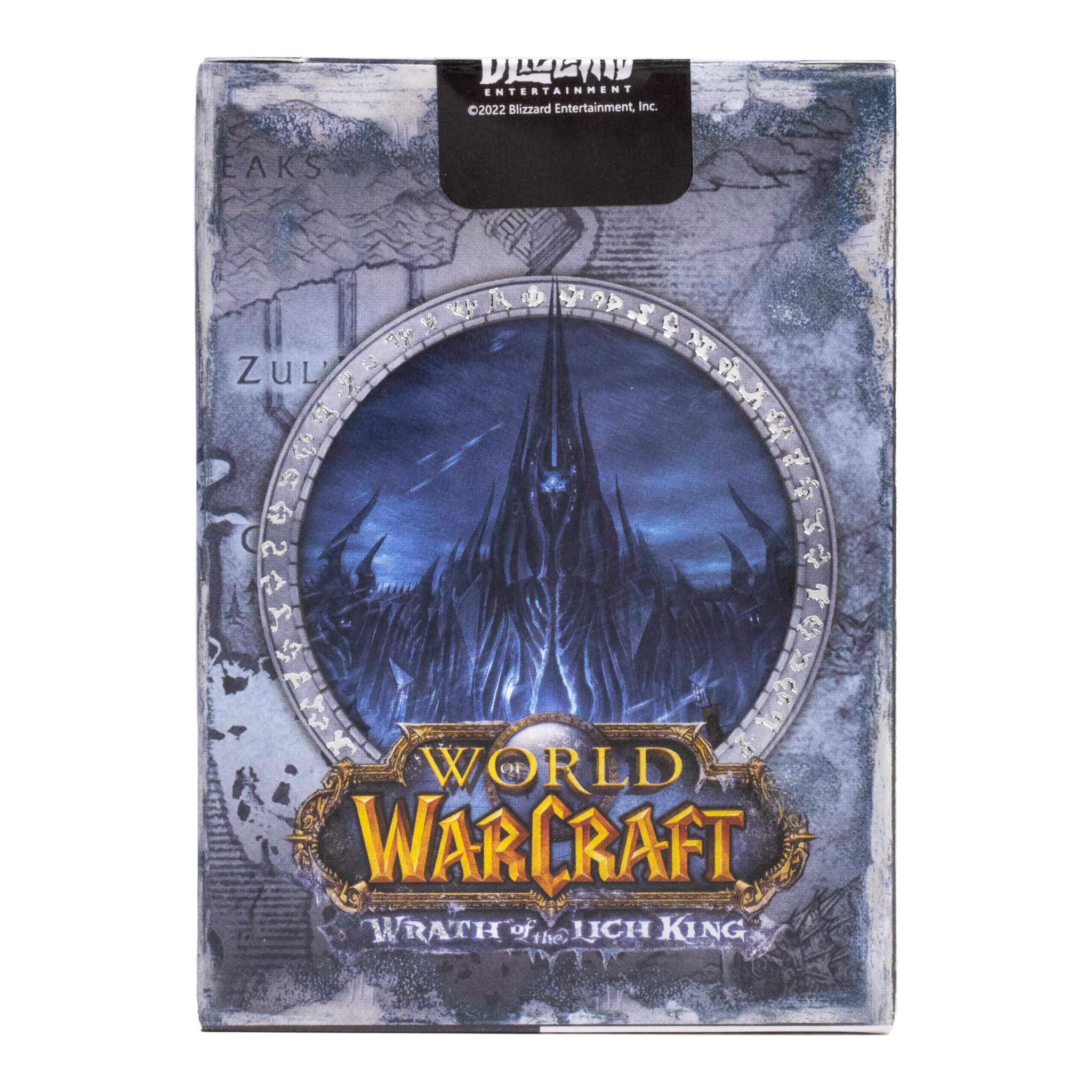 Eine World of Warcraft Kartenbox mit einem dunklen, Fantasy-Themenbild darauf.