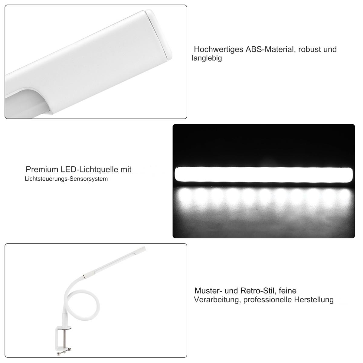 Nahaufnahmen einer weißen Schreibtischlampe. Detaillierte Ansicht der Lampenteile.