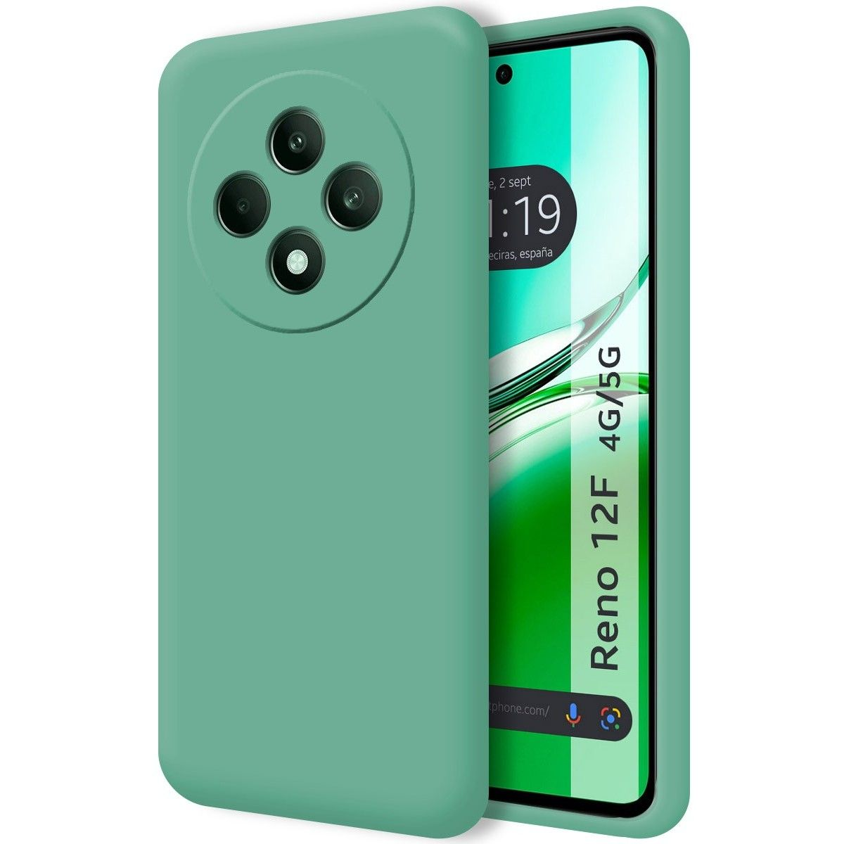 Custodia per telefono verde e telefono con schermo verde.